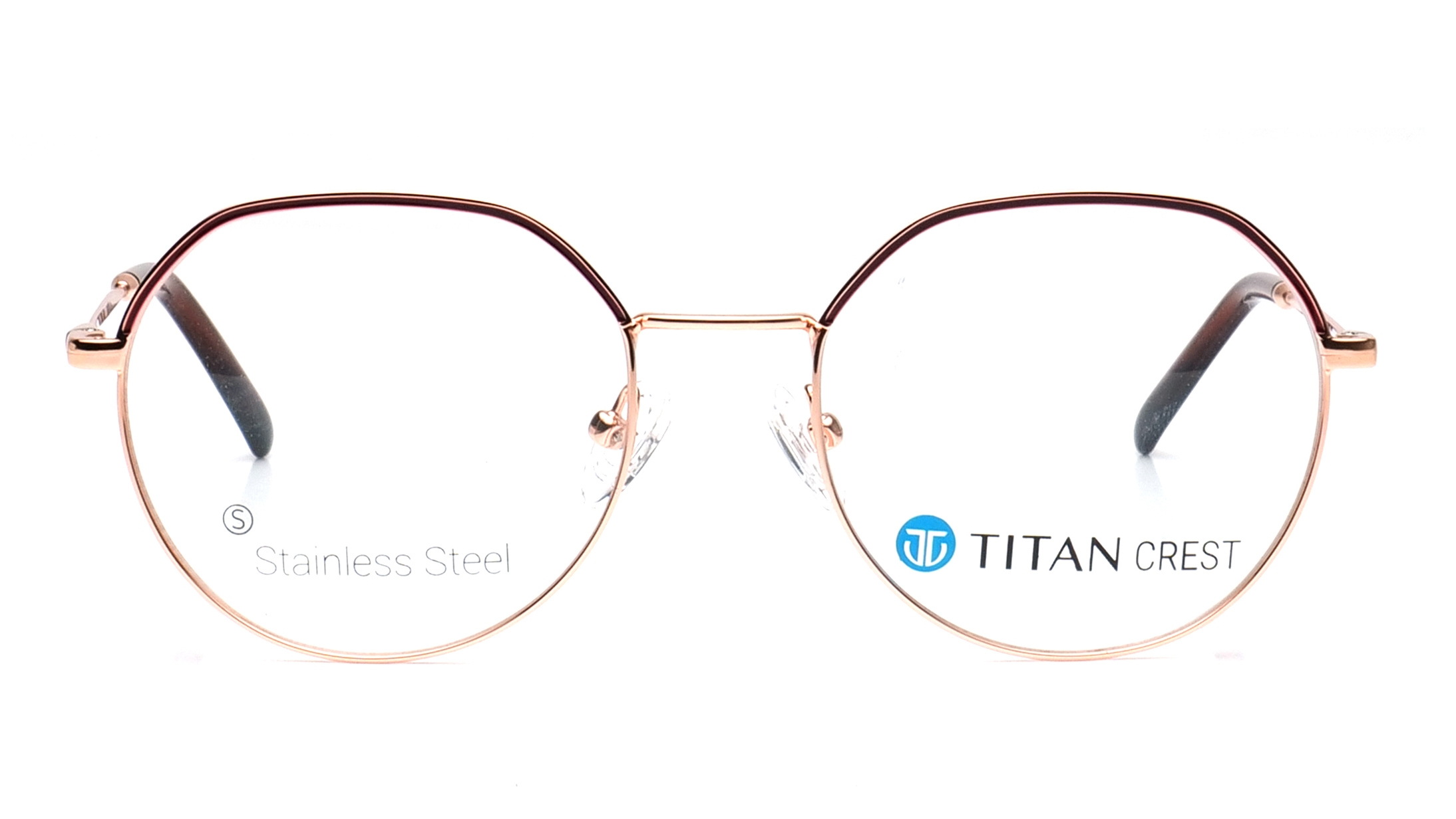Image 1 of Rose Gold Round Eyeglasses for Men and Women from Titan Available at Titan Eye+