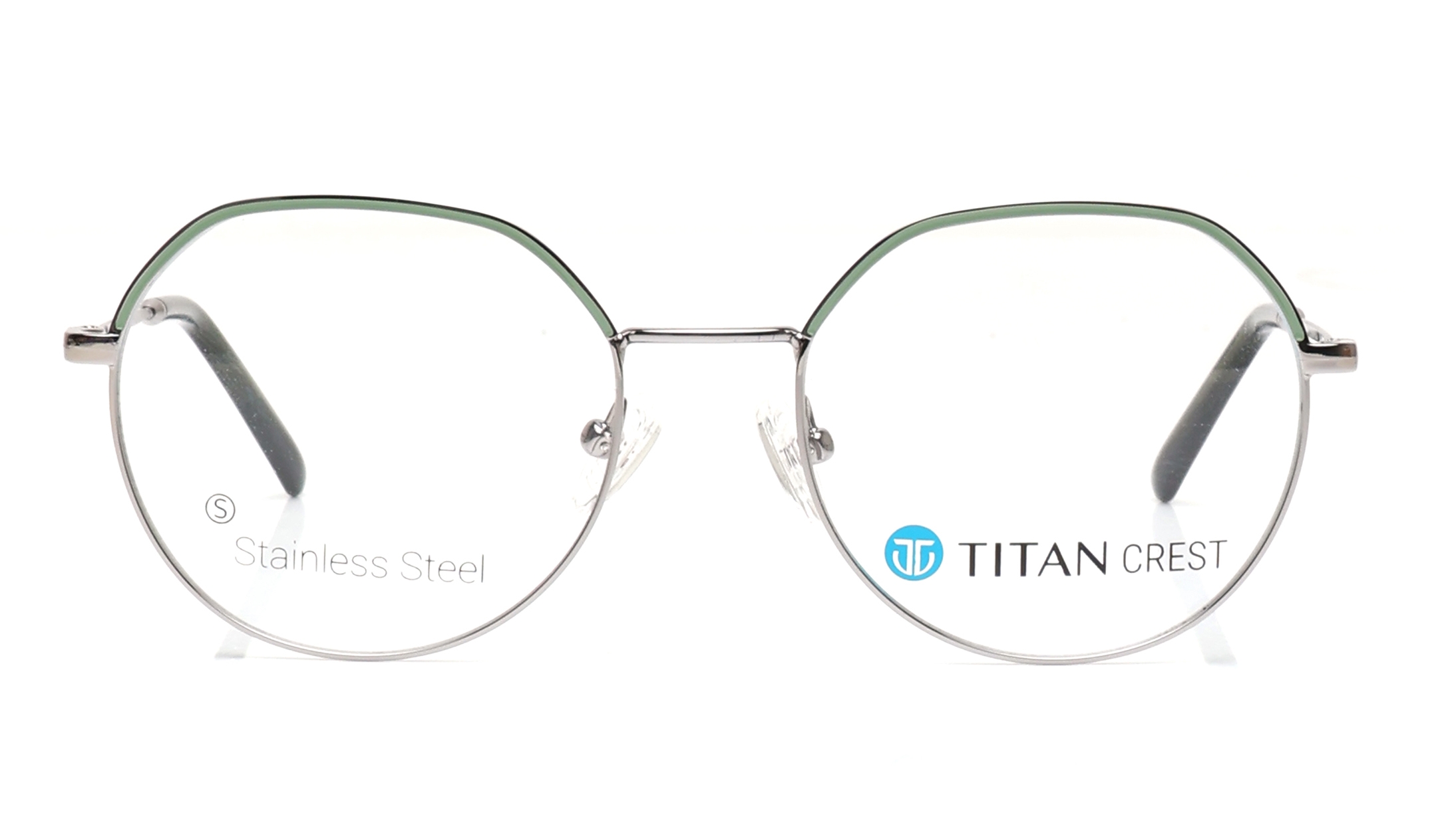 Image 1 of Gun Metal Round Eyeglasses for Men and Women from Titan Available at Titan Eye+