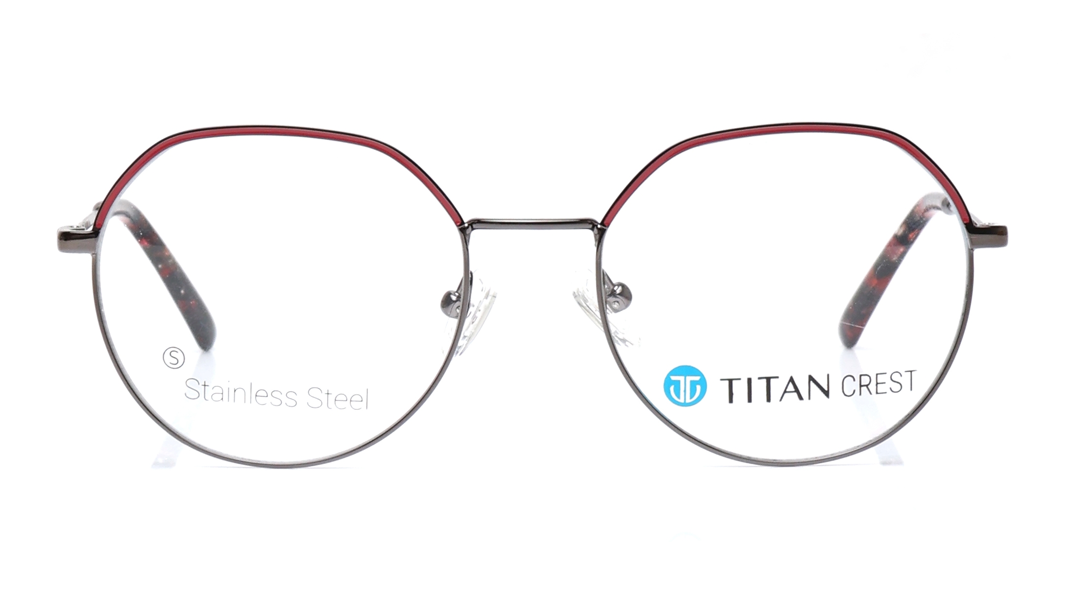 Image 1 of Maroon Round Eyeglasses for Men and Women from Titan Available at Titan Eye+