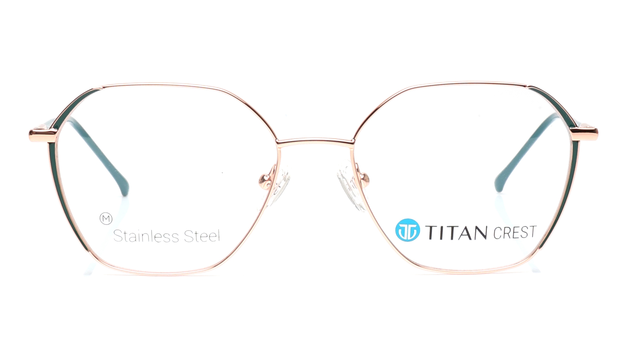 Image 1 of Rose Gold Geometric Eyeglasses for Men and Women from Titan Available at Titan Eye+