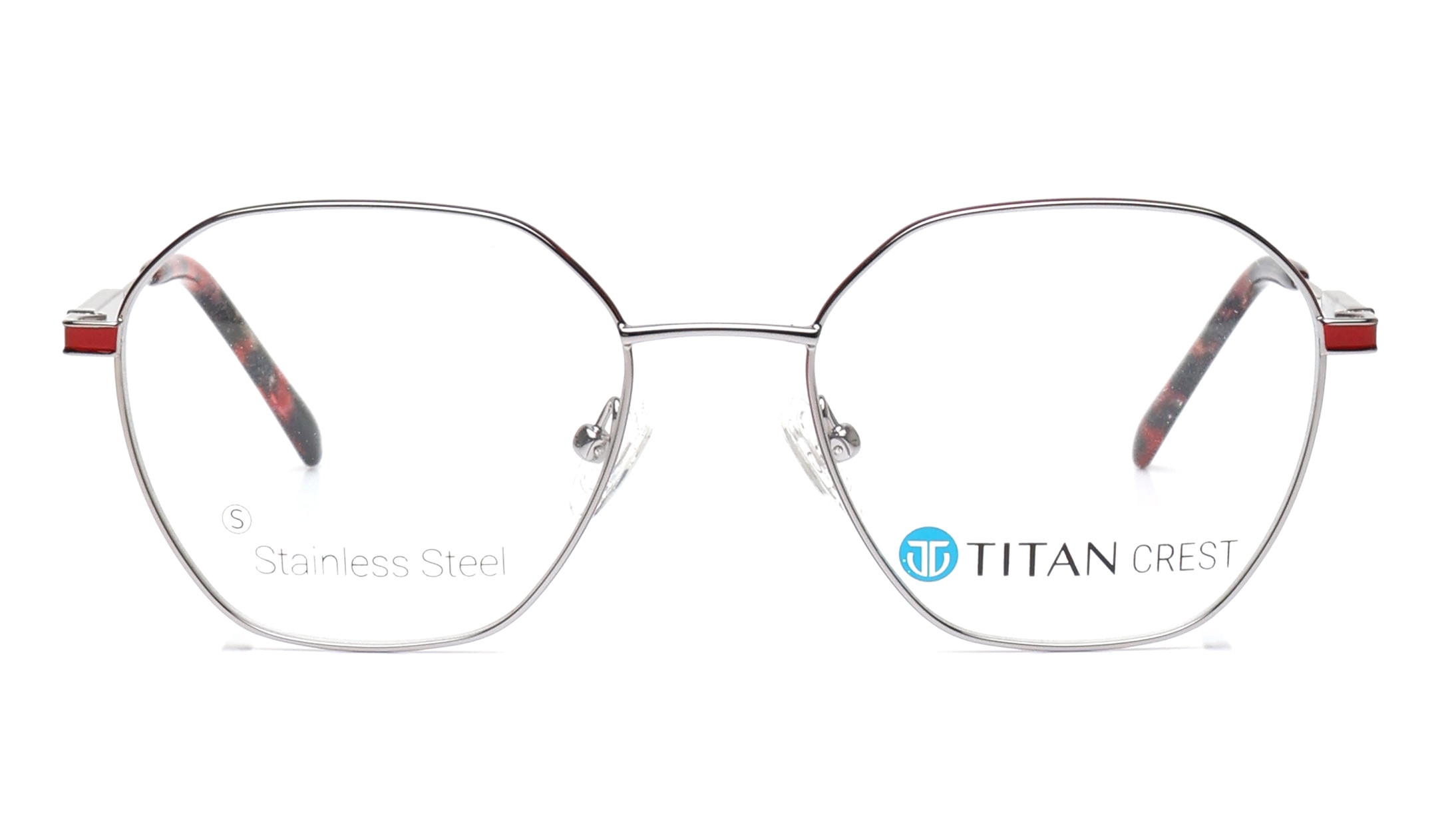 Image 1 of Silver Geometric Eyeglasses for Men and Women from Titan Available at Titan Eye+