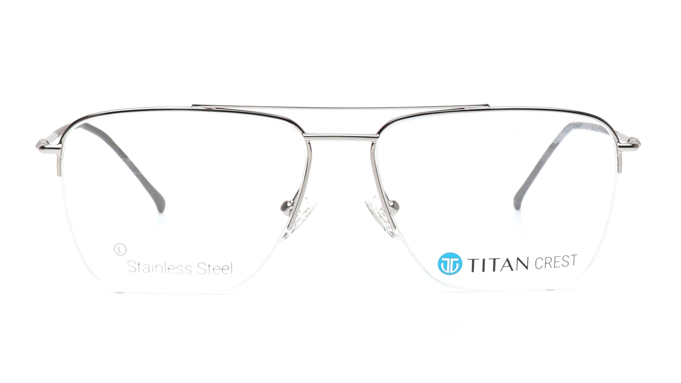 Image 1 of Silver Rectangle Eyeglasses for Men from Titan Available at Titan Eye+