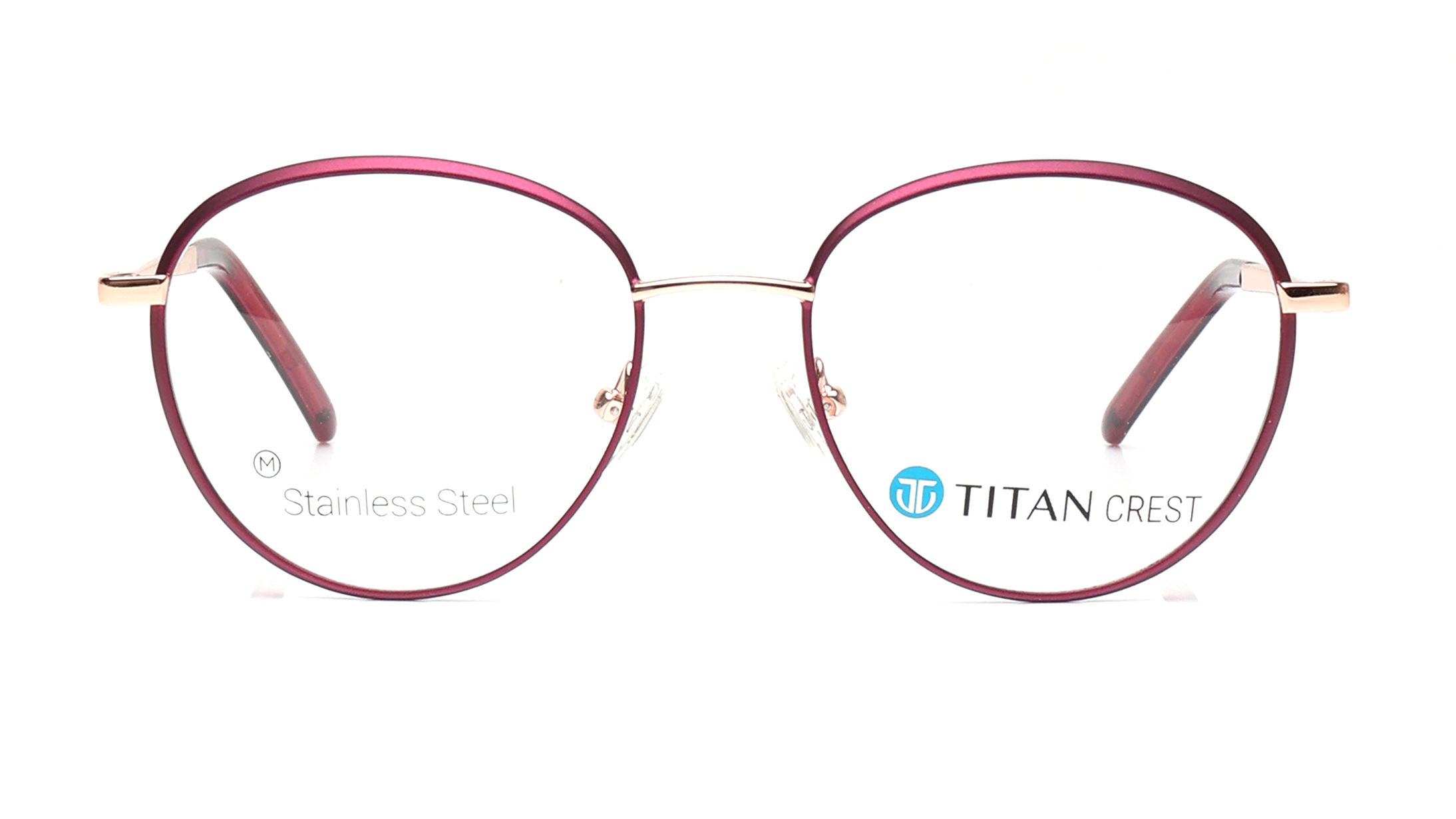 Image 1 of Maroon Round Eyeglasses for Men and Women from Titan Available at Titan Eye+