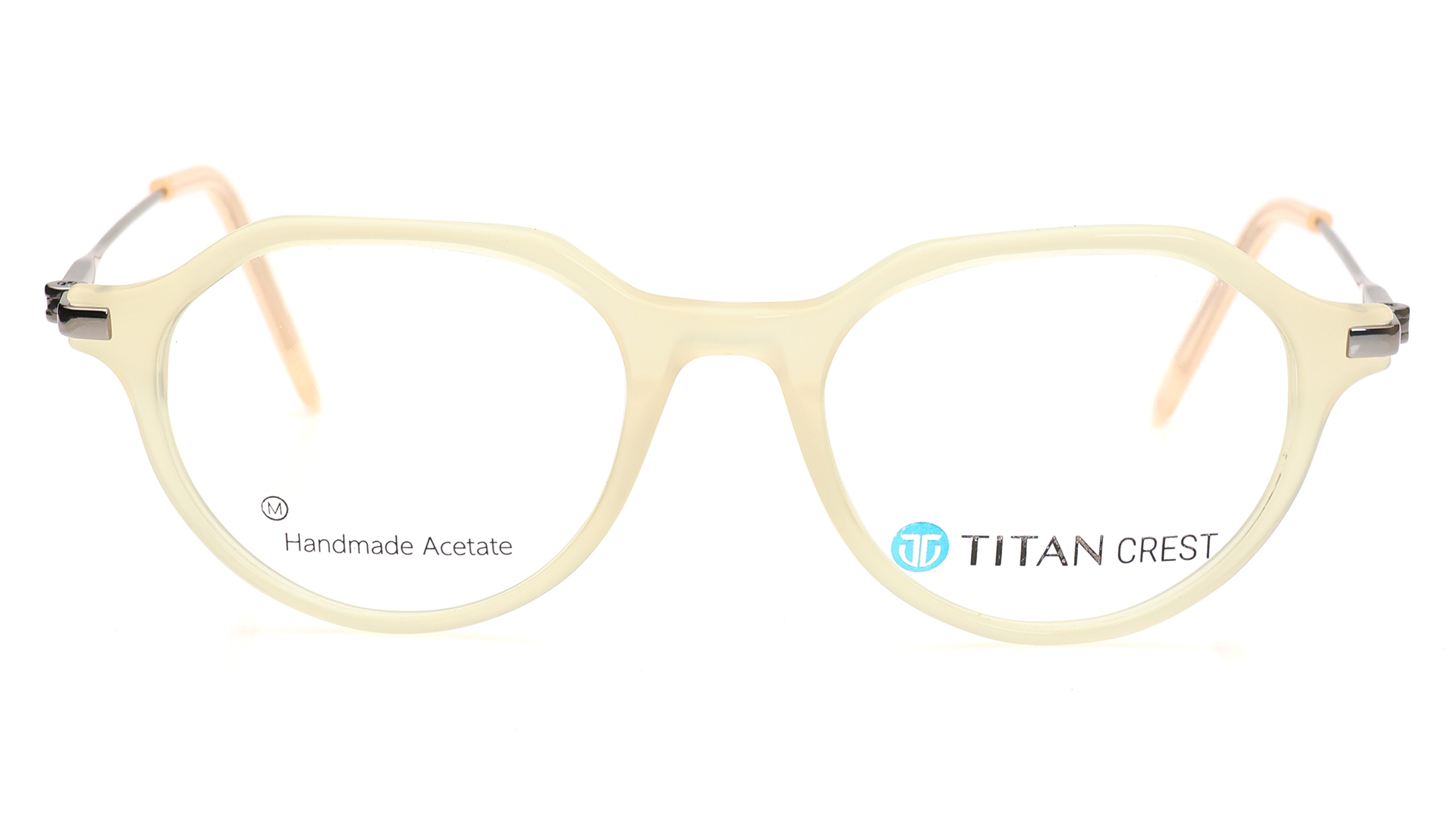 Image 1 of Cream Oval Eyeglasses for Men and Women from Titan Available at Titan Eye+