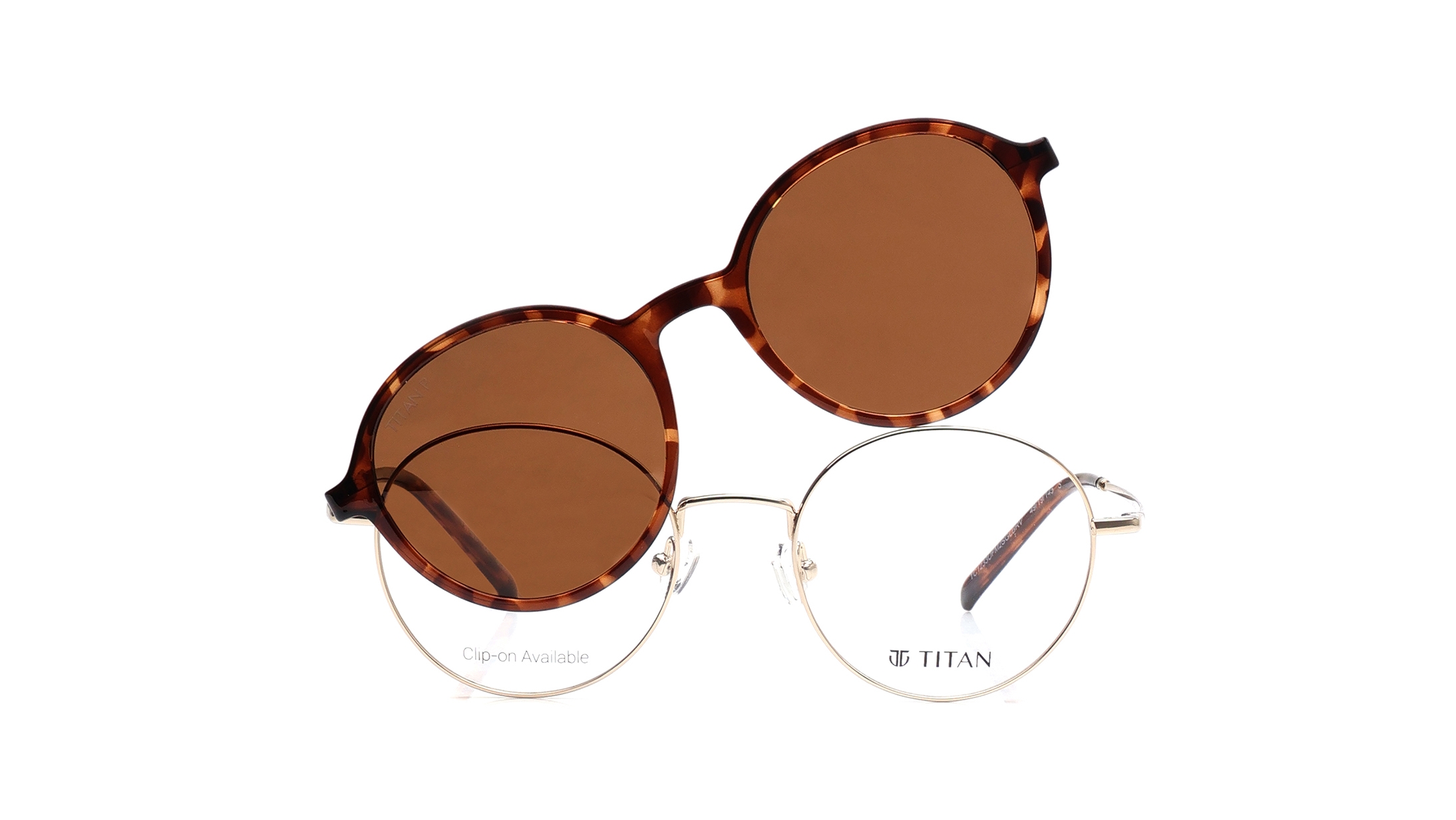 Image 1 of Gold Round Eyeglasses for Men and Women from Titan Available at Titan Eye+