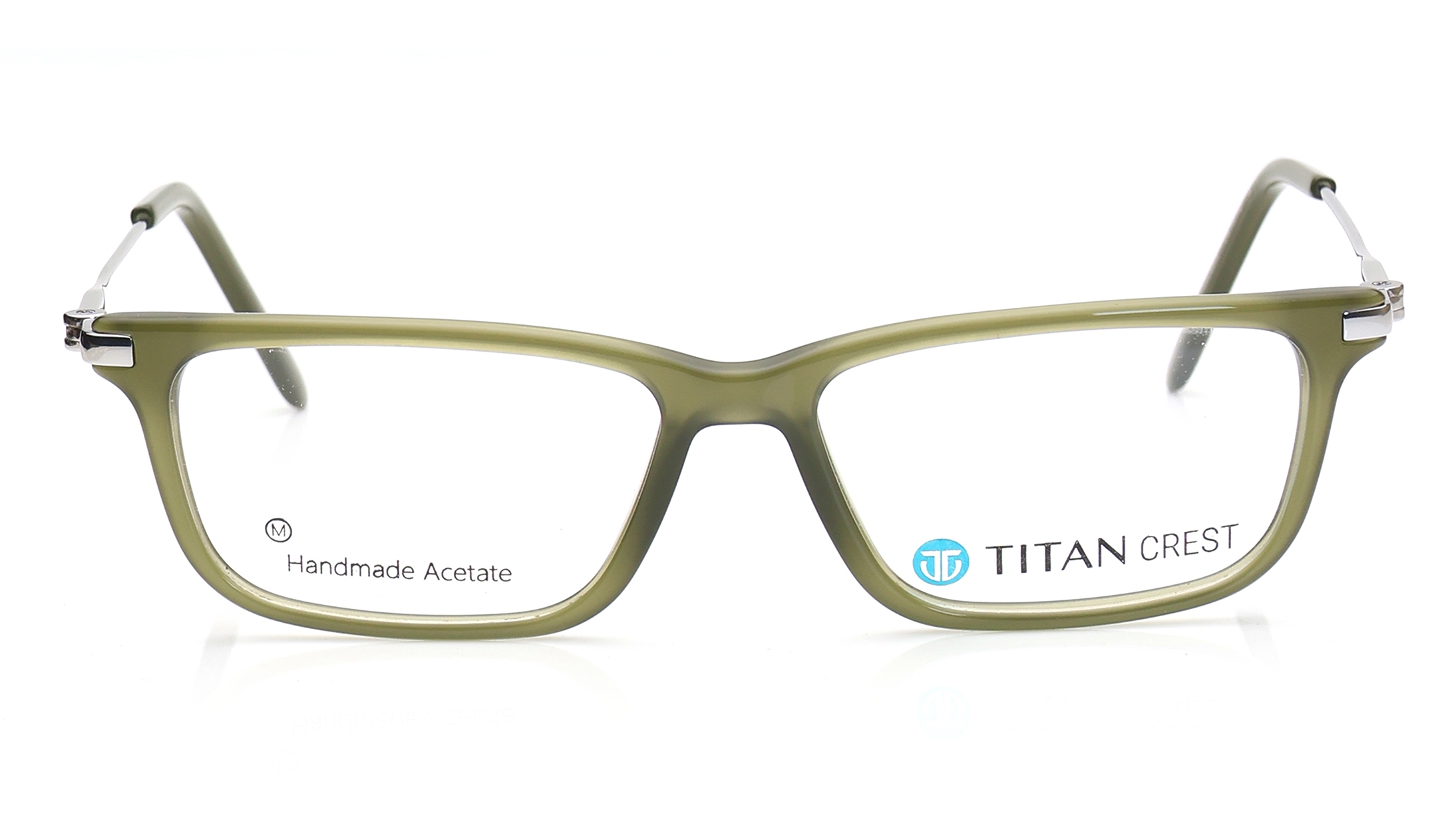 Image 1 of Olive Rectangle Eyeglasses for Men and Women from Titan Available at Titan Eye+