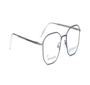 Image 2 of Blue Geometric Eyeglasses for Men from Titan Available at Titan Eye+