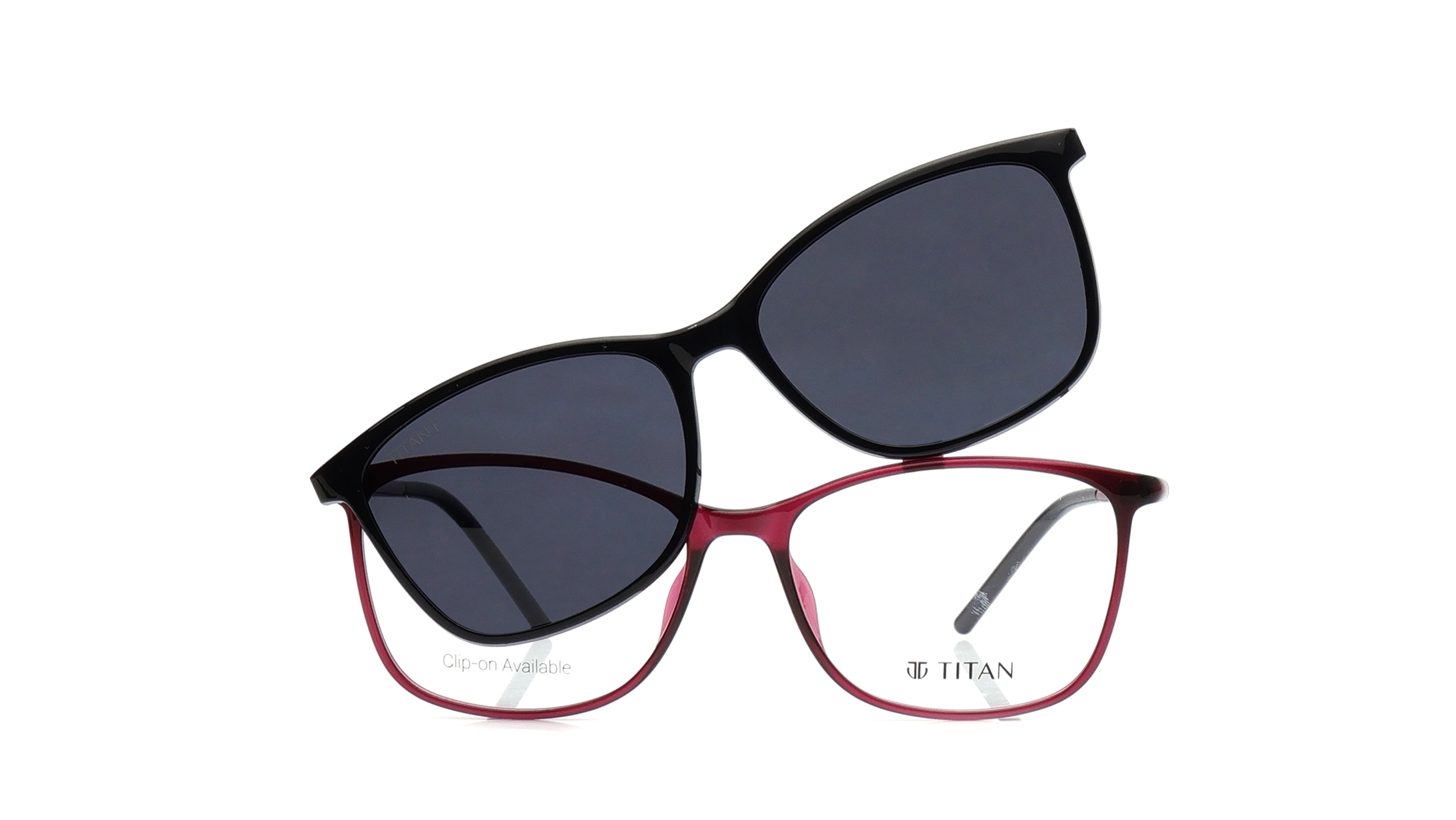 Image 1 of Maroon Square Eyeglasses for Men and Women from Titan Available at Titan Eye+