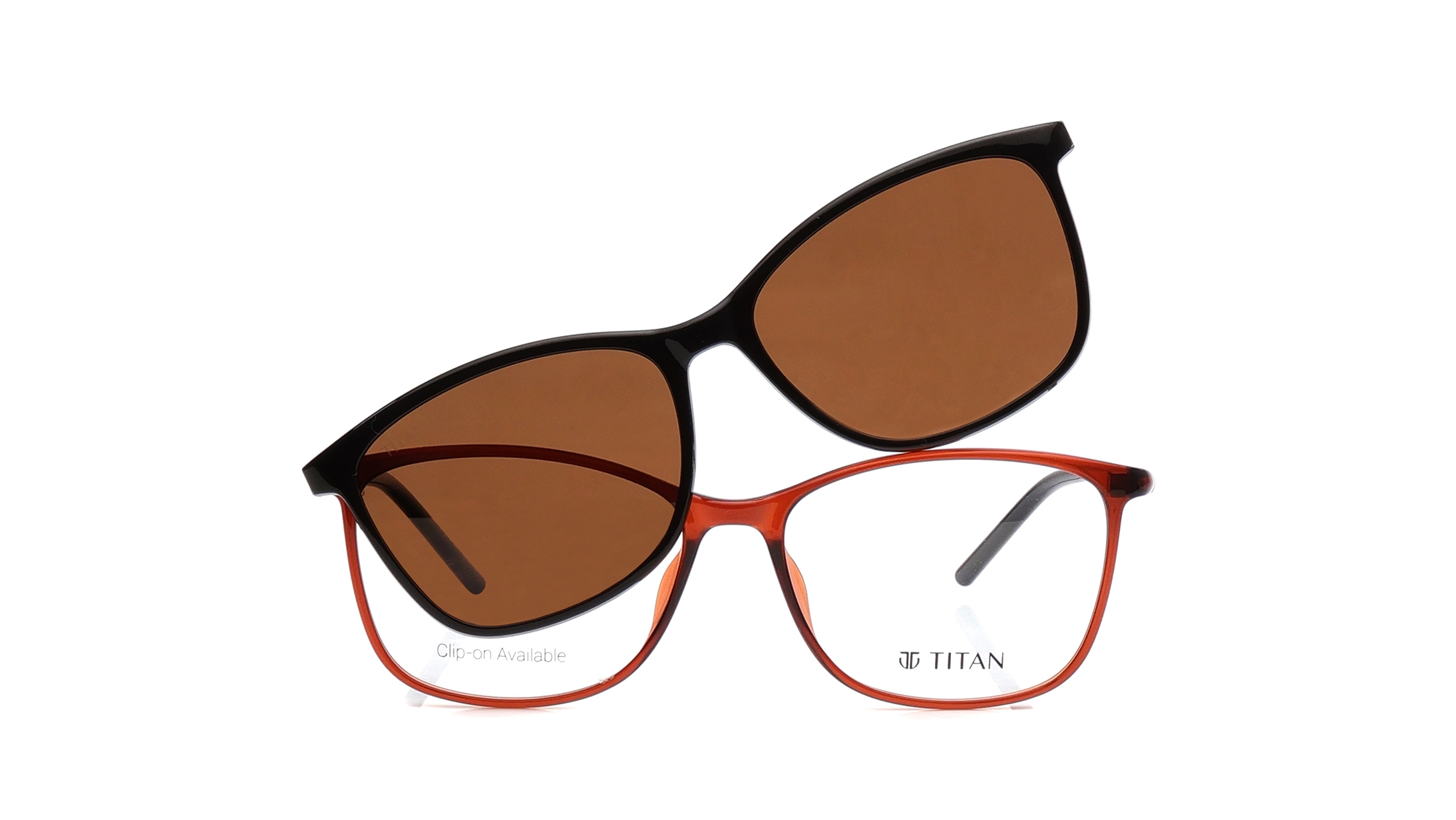 Image 1 of Brown Square Eyeglasses for Men and Women from Titan Available at Titan Eye+