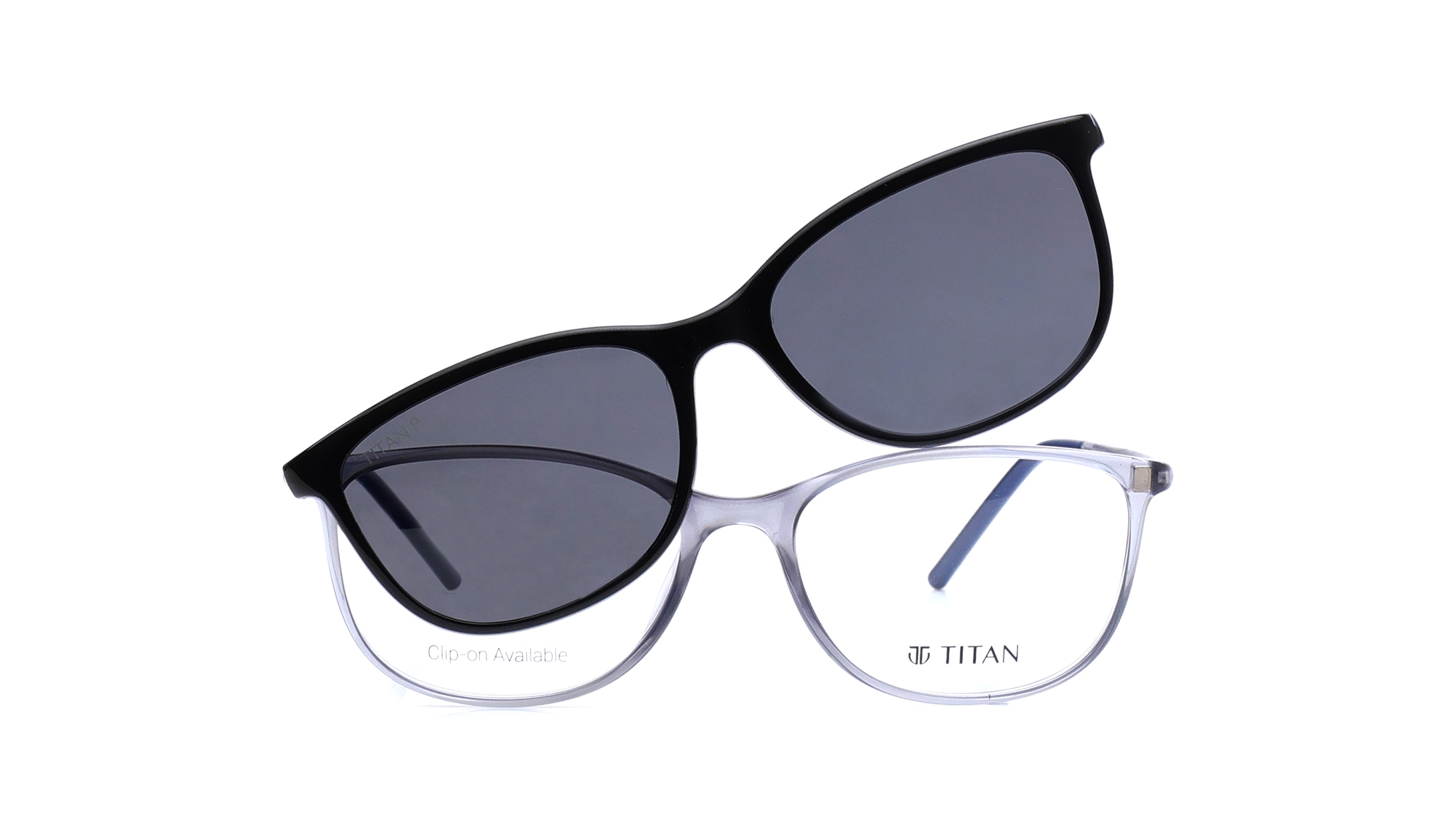 Image 1 of Transparent Rectangle Eyeglasses for Men and Women from Titan Available at Titan Eye+