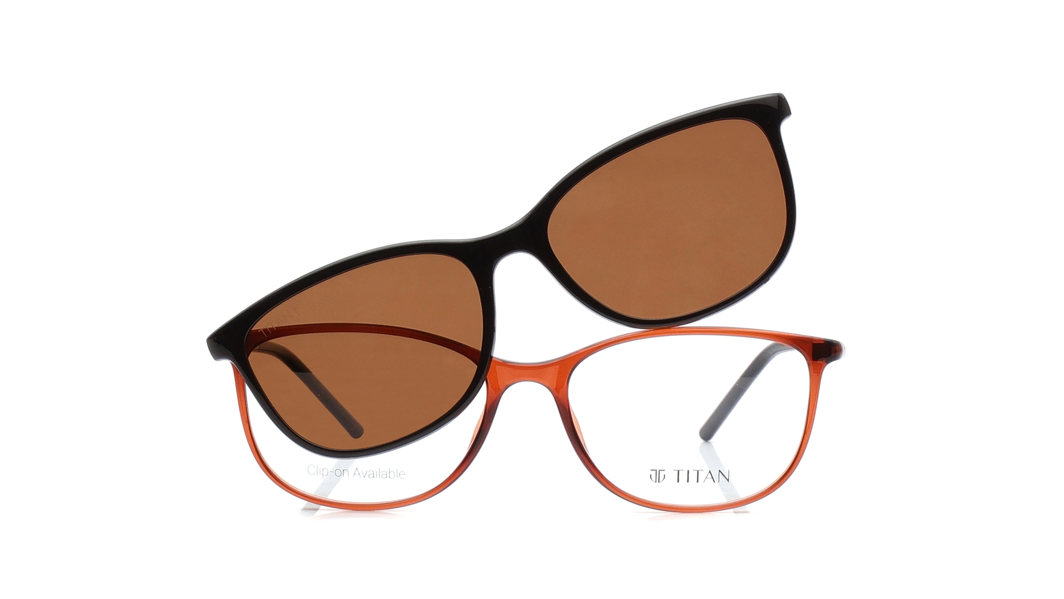 Image 1 of Brown Rectangle Eyeglasses for Men and Women from Titan Available at Titan Eye+