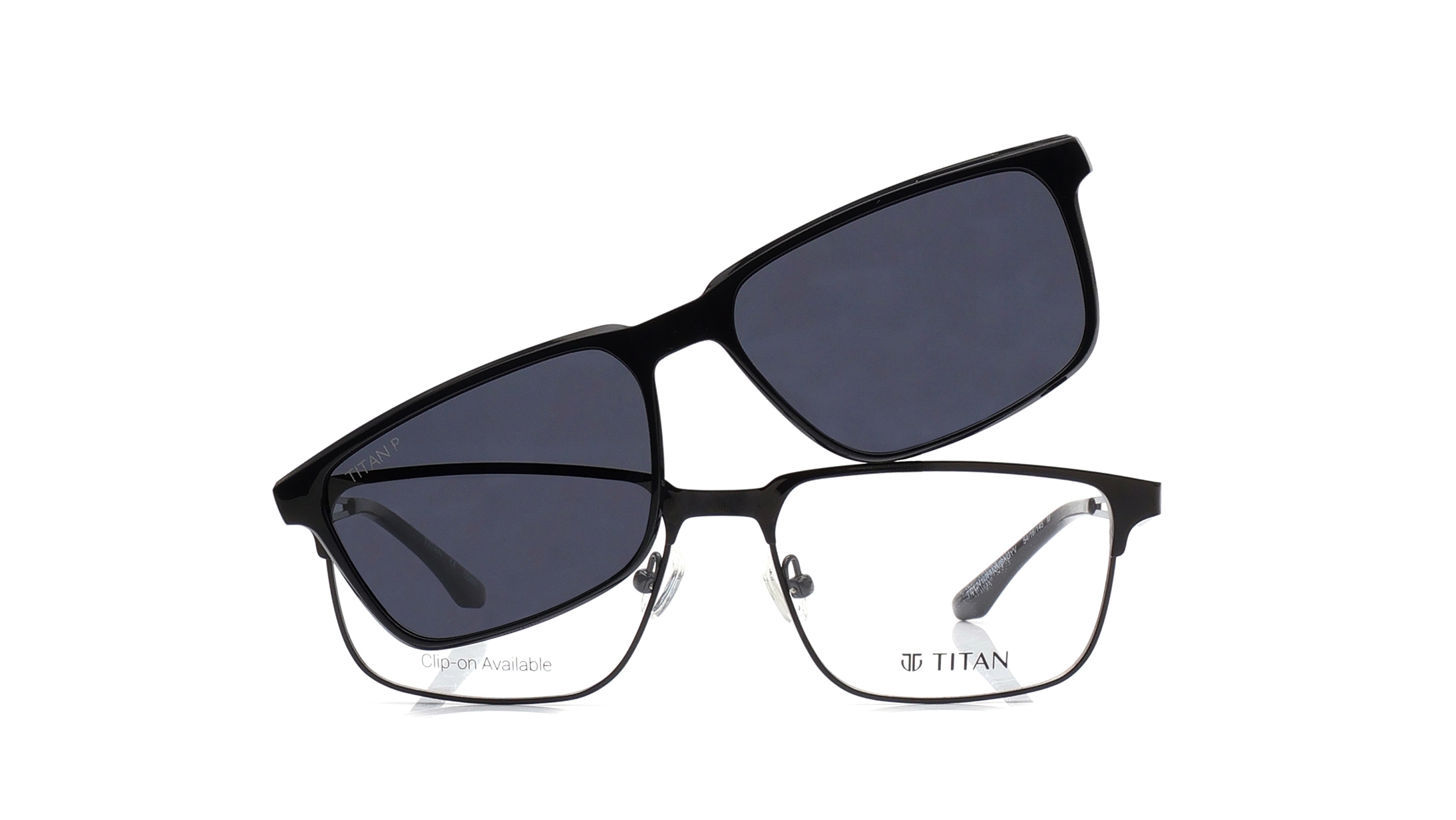 Image 1 of Black Rectangle Eyeglasses for Men and Women from Titan Available at Titan Eye+
