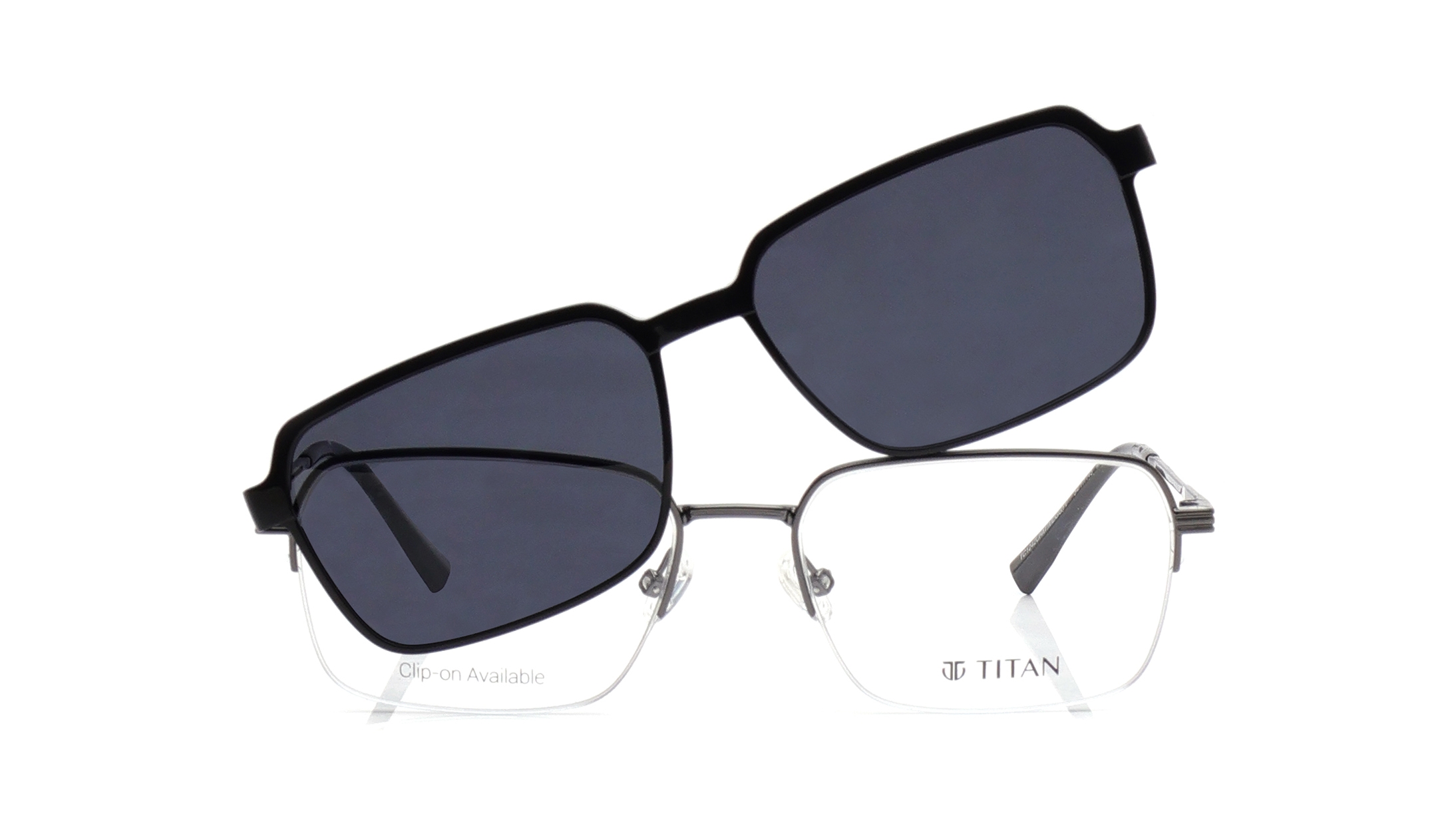 Image 1 of Black Square Eyeglasses for Men and Women from Titan Available at Titan Eye+