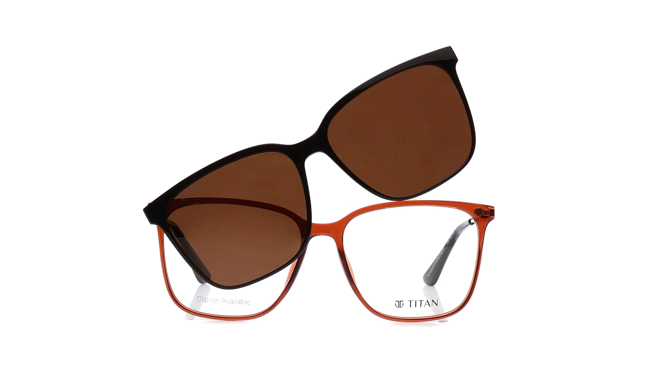 Image 1 of Orange Square Eyeglasses for Women from Titan Available at Titan Eye+