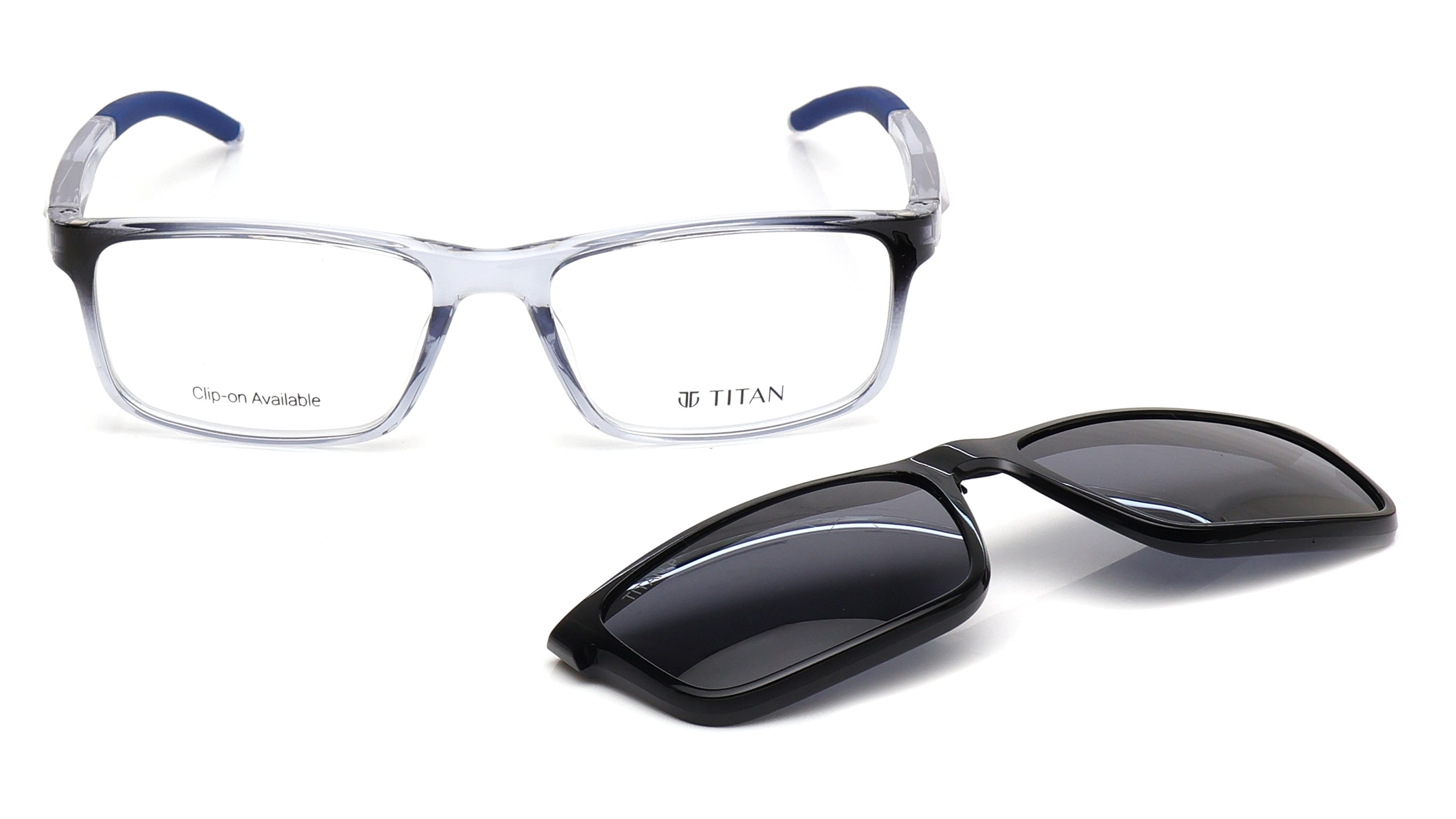 Image 1 of Blue Rectangle Eyeglasses for Women from Titan Available at Titan Eye+