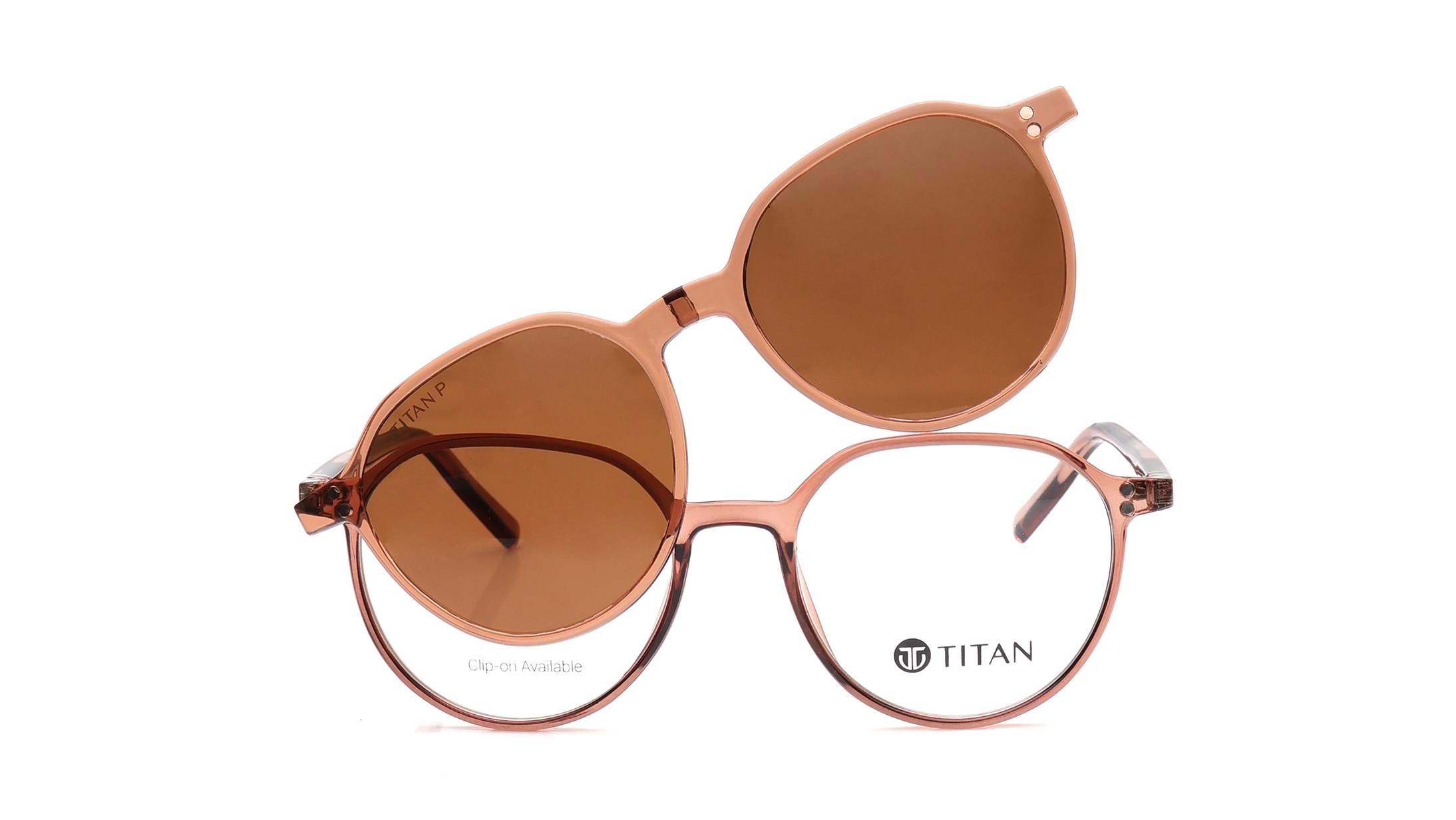 Image 1 of Brown Round Eyeglasses for Men and Women from Titan Available at Titan Eye+