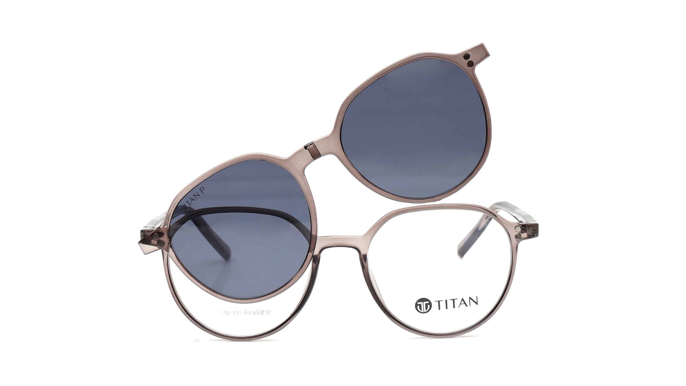Image 1 of Grey Round Eyeglasses for Men and Women from Titan Available at Titan Eye+