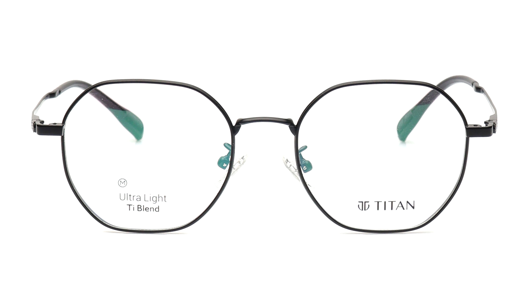 Image 1 of Black Geometric Eyeglasses for Men and Women from Titan Available at Titan Eye+