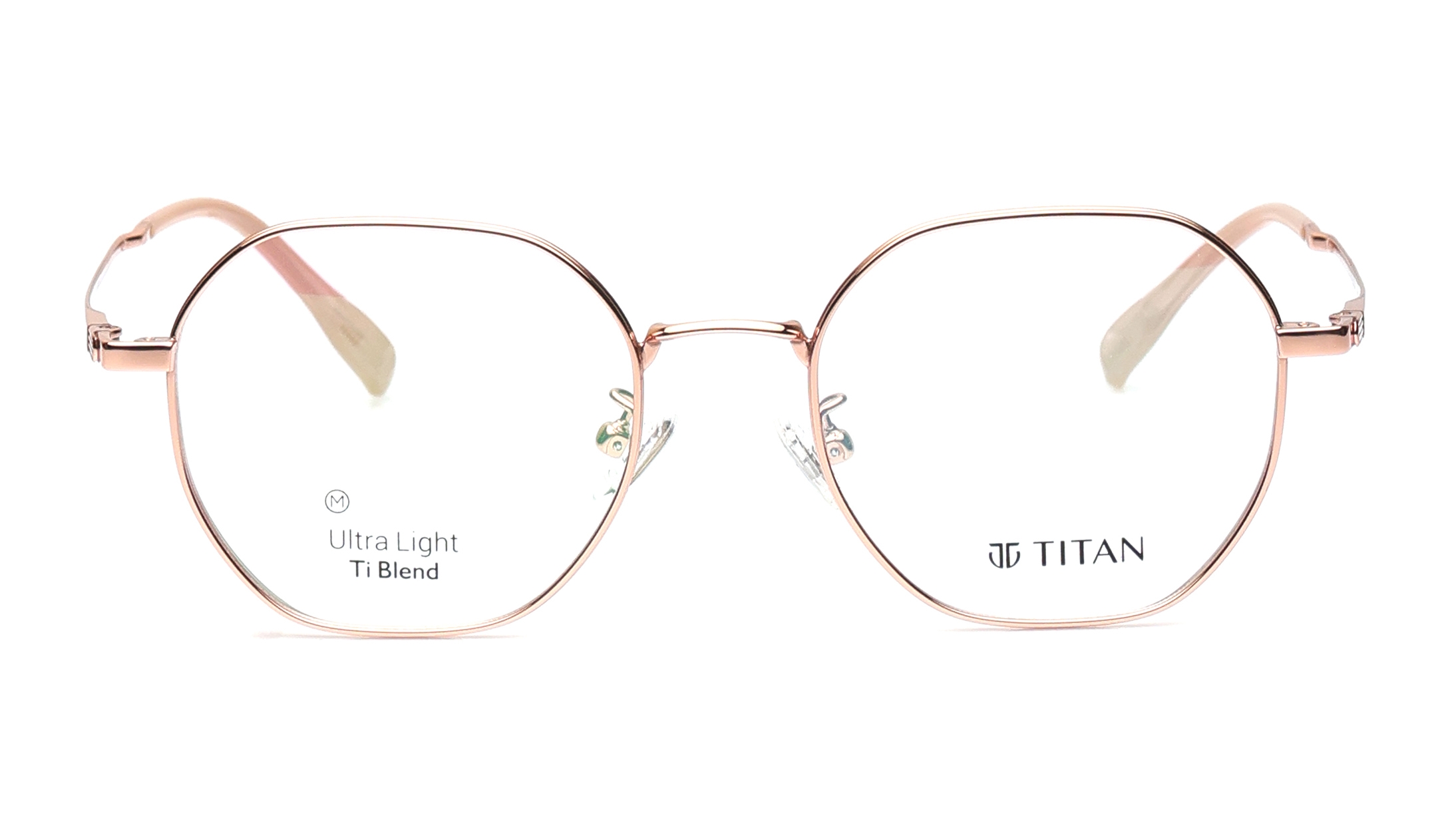 Image 1 of Rose Gold Geometric Eyeglasses for Men and Women from Titan Available at Titan Eye+