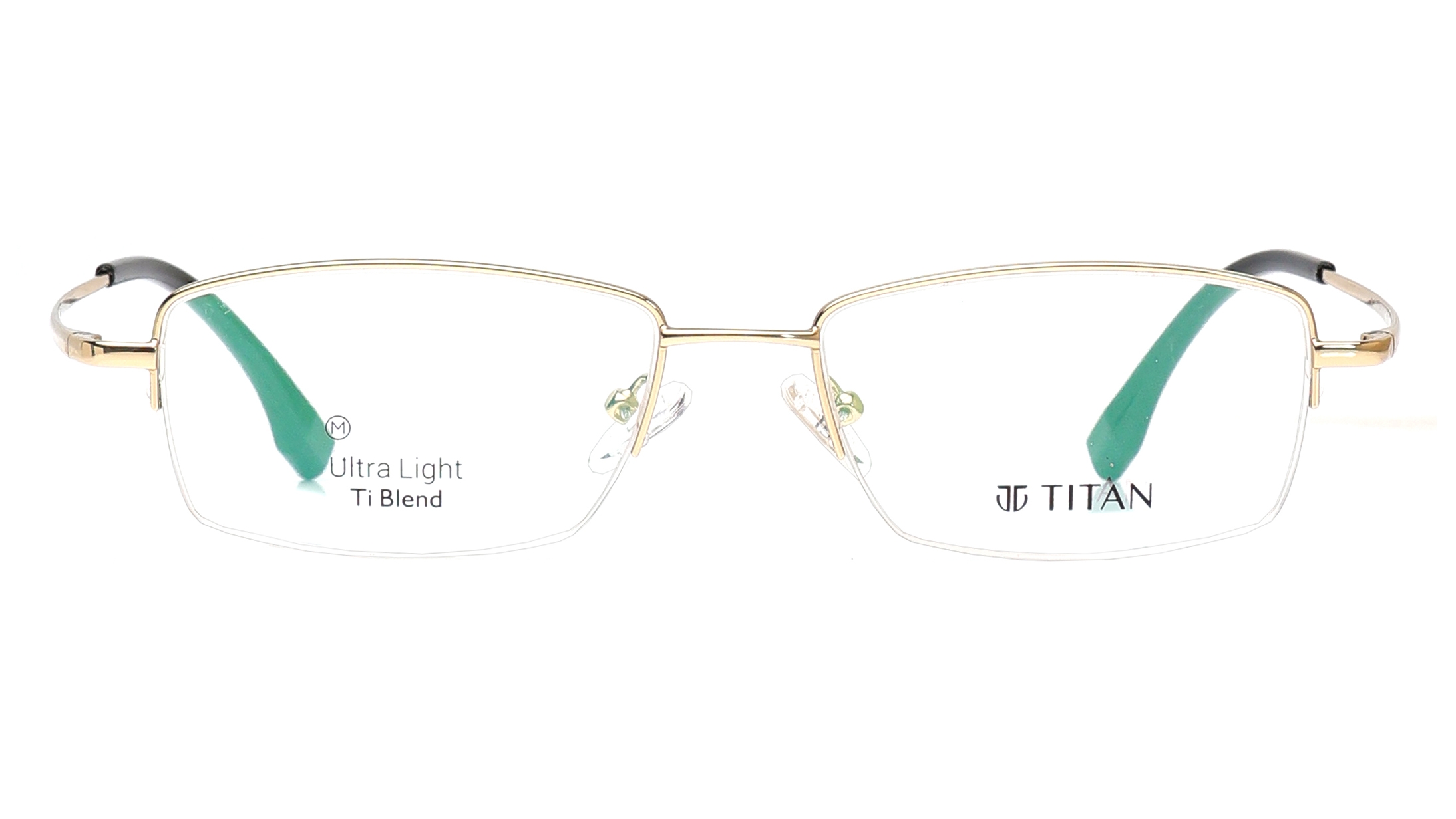 Image 1 of Gold Rectangle Eyeglasses for Men and Women from Titan Available at Titan Eye+