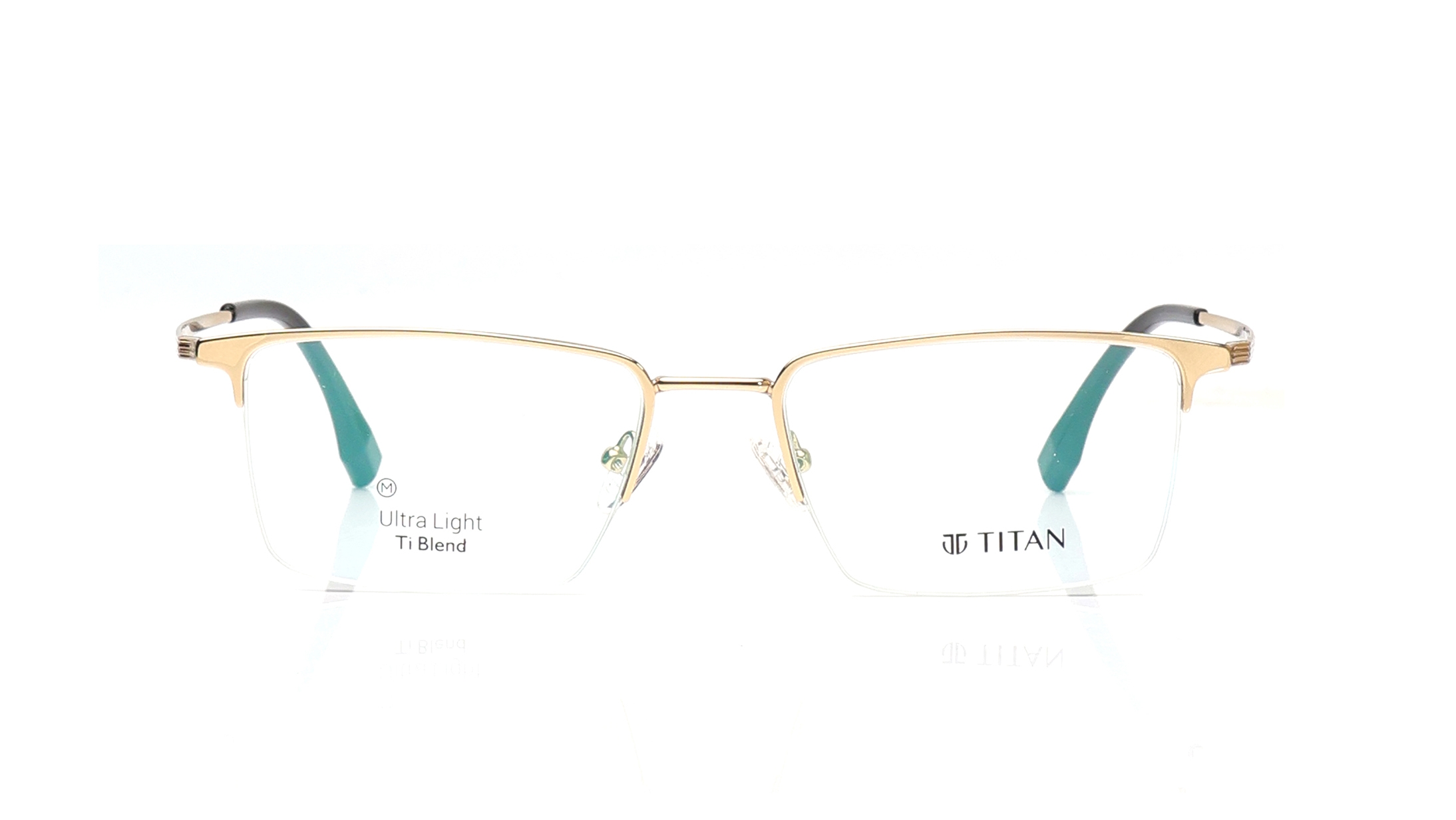 Image 1 of Gold Rectangle Eyeglasses for Men and Women from Titan Available at Titan Eye+