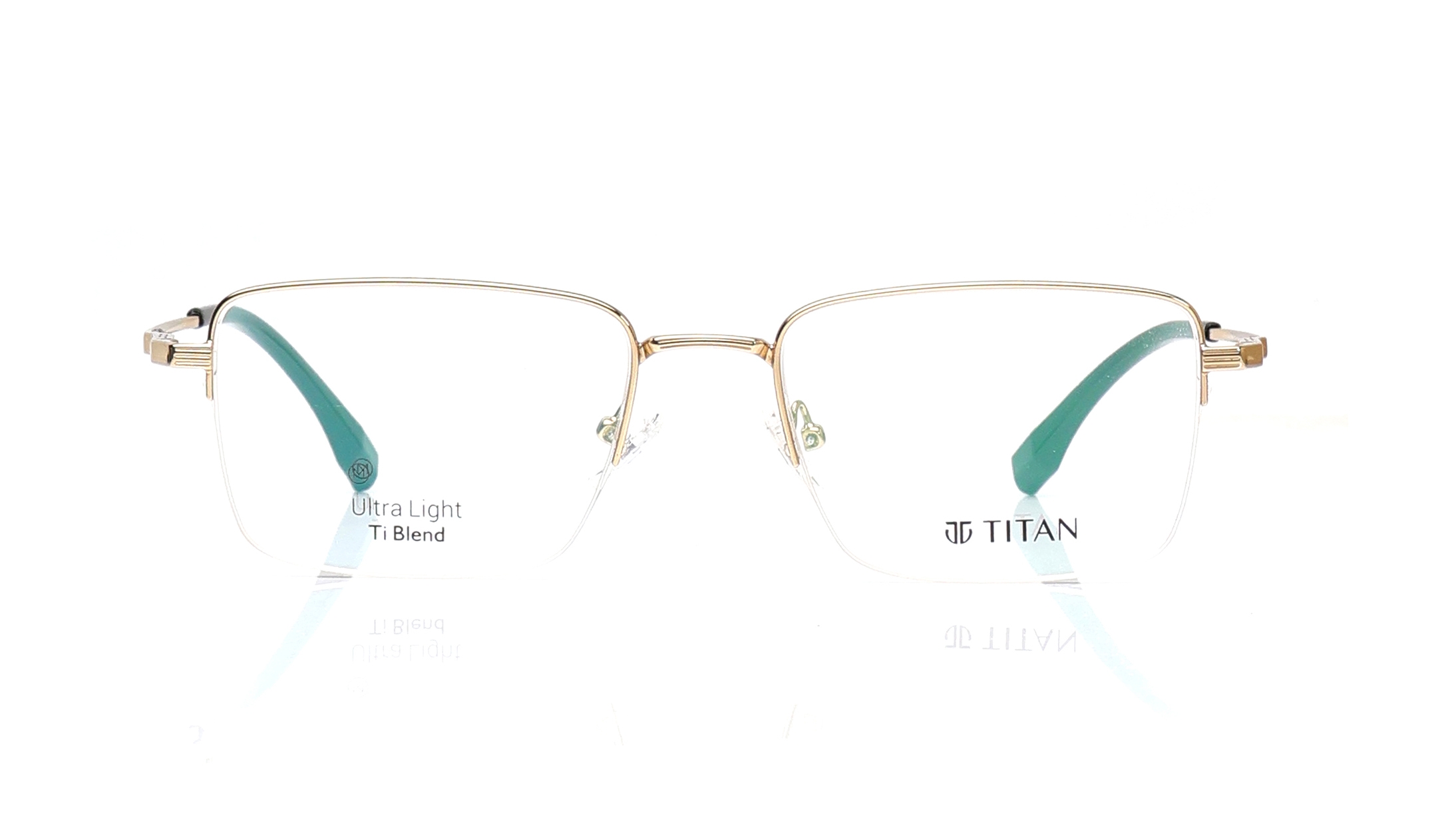 Image 1 of Gold Rectangle Eyeglasses for Men and Women from Titan Available at Titan Eye+