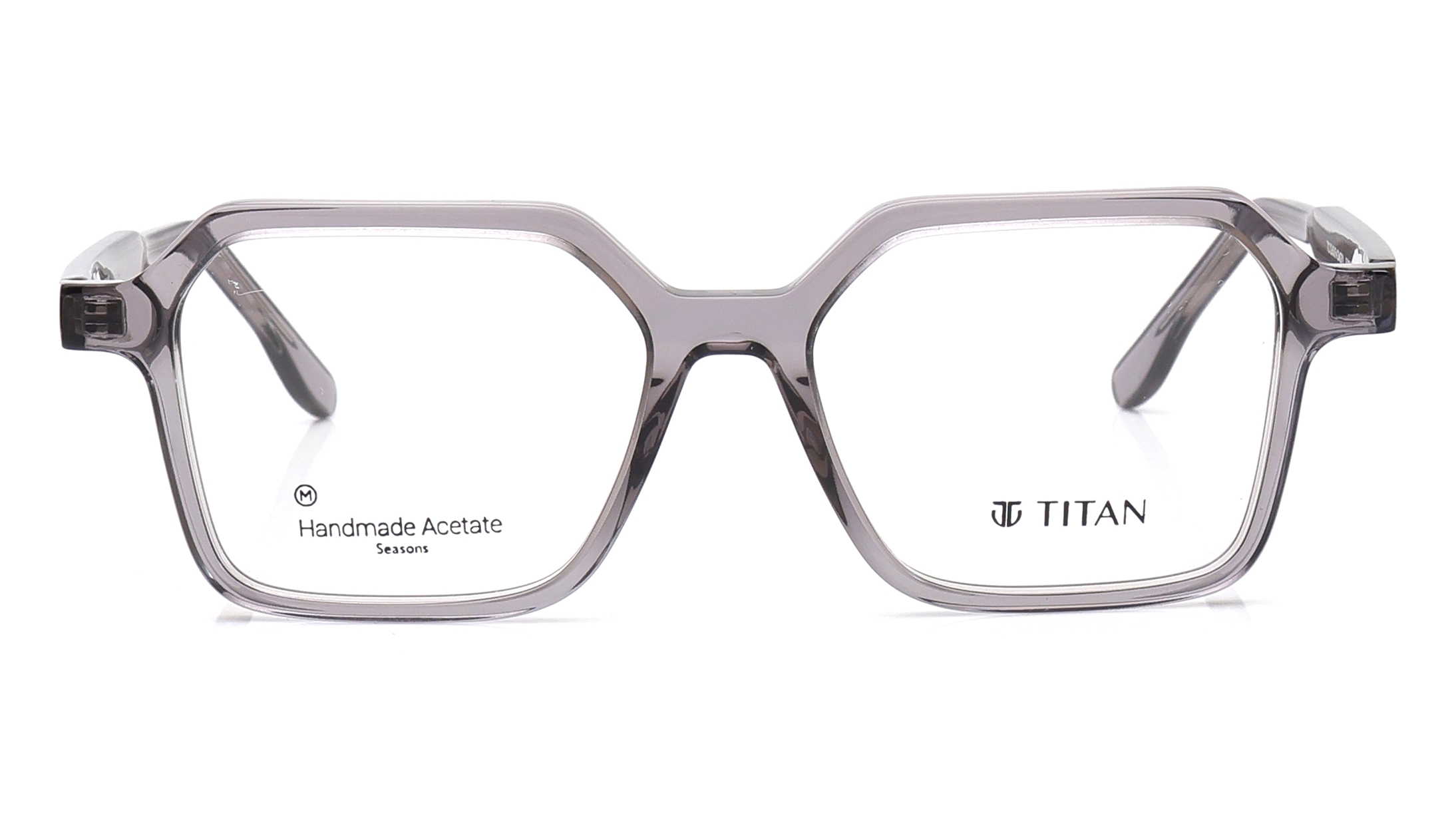 Image 1 of Grey Geometric Eyeglasses for Men and Women from Titan Available at Titan Eye+