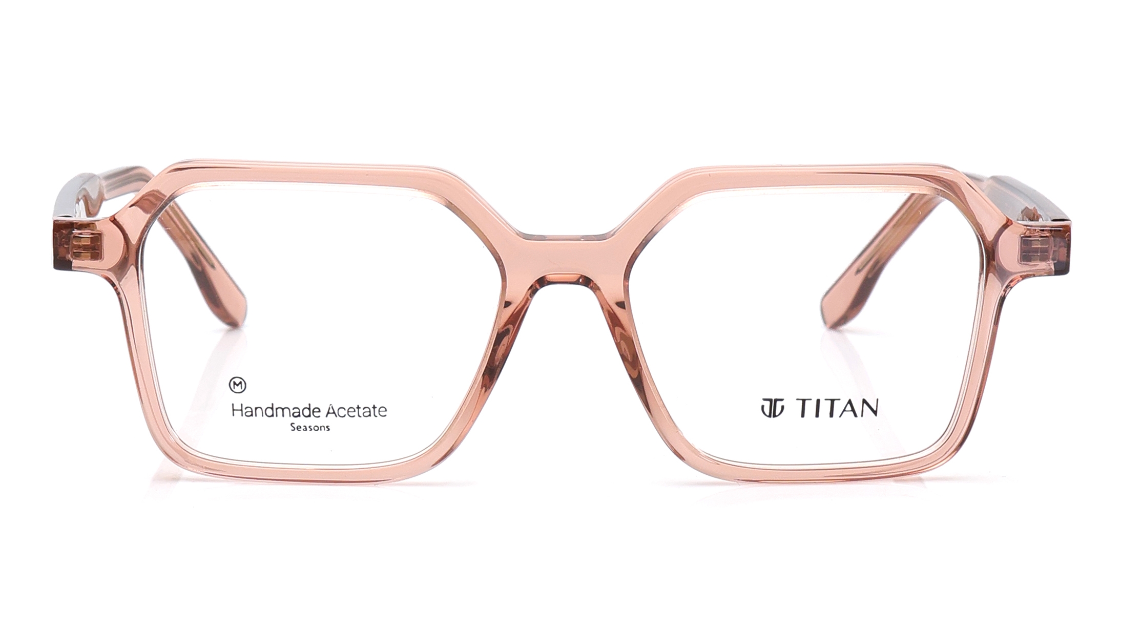 Image 1 of Peach Geometric Eyeglasses for Men and Women from Titan Available at Titan Eye+