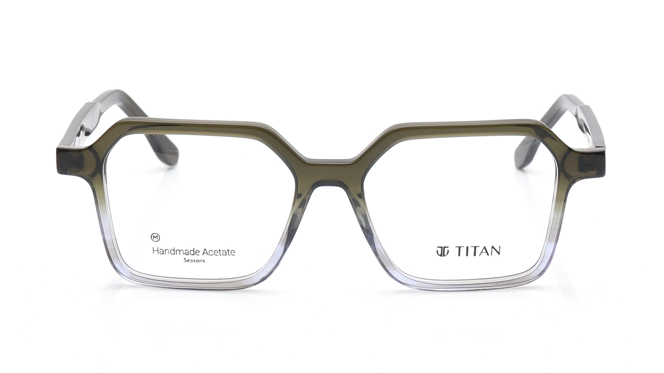 Image 1 of Olive Geometric Eyeglasses for Men and Women from Titan Available at Titan Eye+
