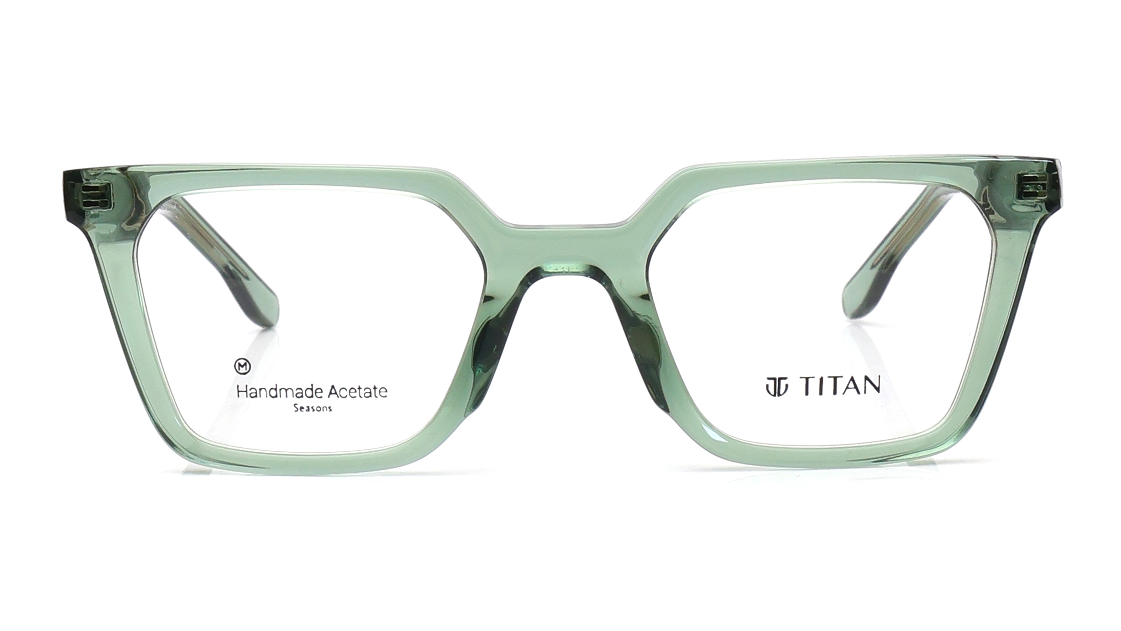 Image 1 of Green Rectangle Eyeglasses for Men and Women from Titan Available at Titan Eye+