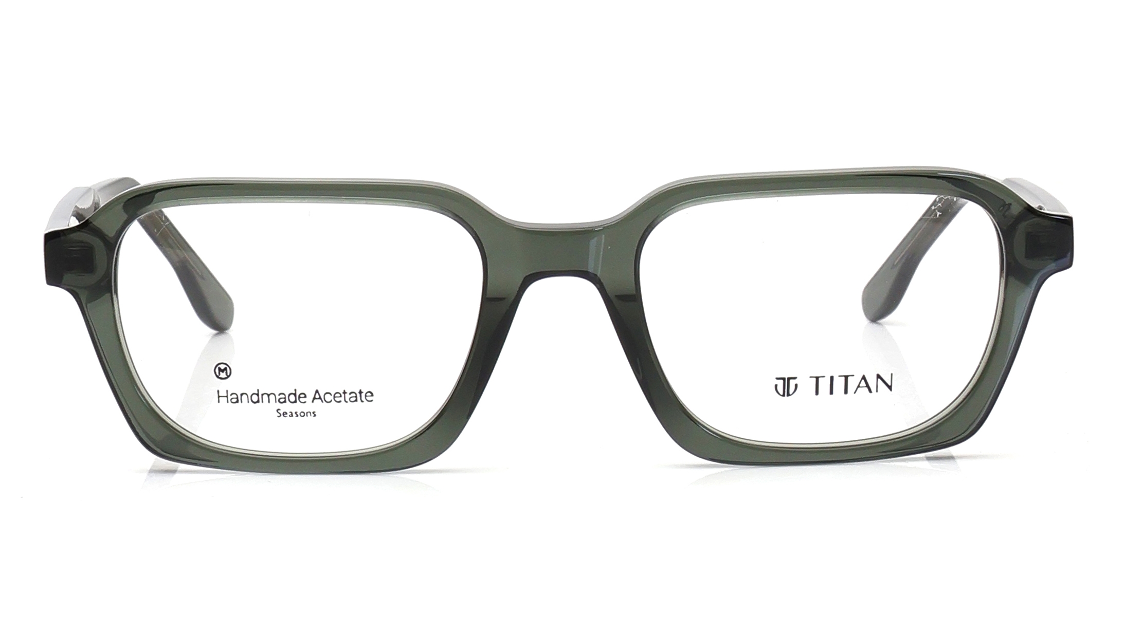 Image 1 of Olive Rectangle Eyeglasses for Men from Titan Available at Titan Eye+