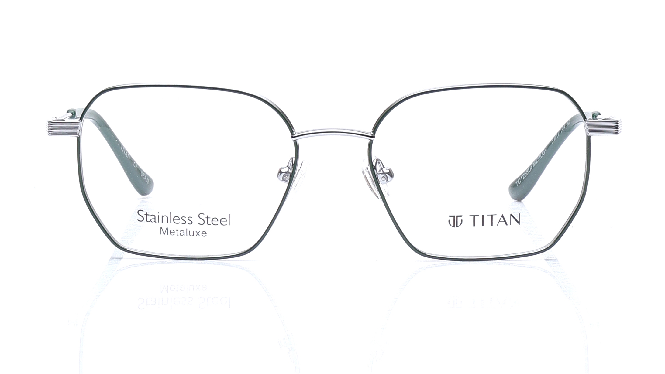 Image 1 of Gun Metal Square Eyeglasses for Men and Women from Titan Available at Titan Eye+