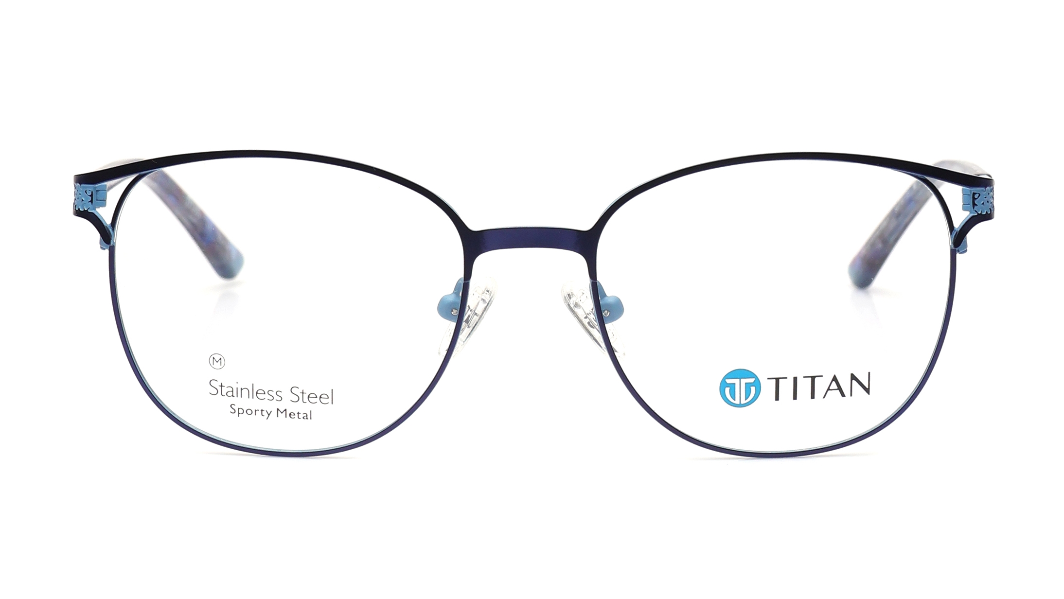 Image 1 of Blue Round Eyeglasses for Women from Titan Available at Titan Eye+