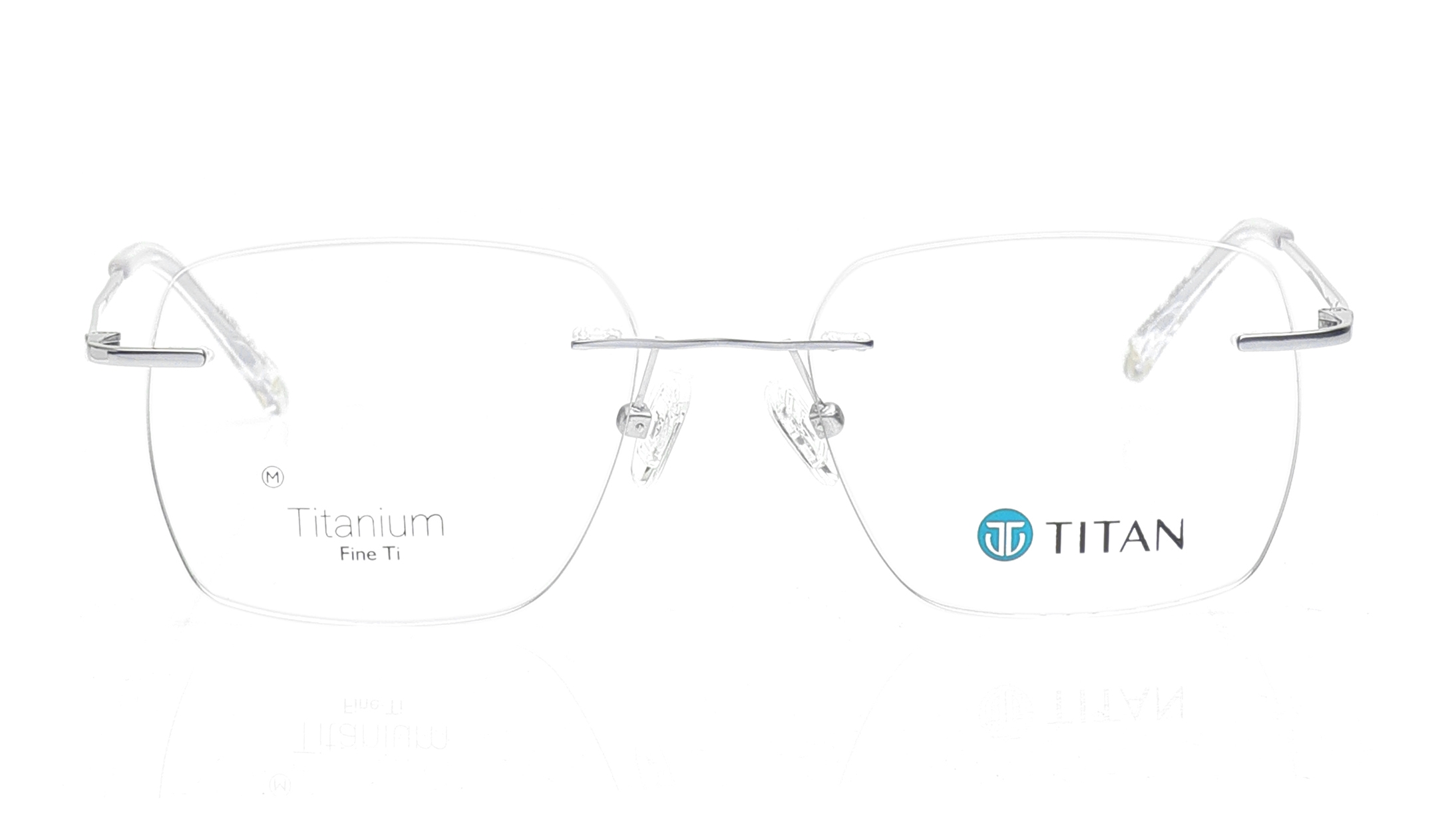 Image 1 of Silver Rectangle Eyeglasses for Men from Titan Available at Titan Eye+