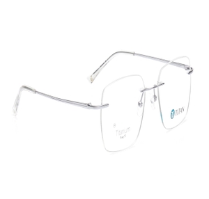 Image 2 of Silver Rectangle Eyeglasses for Men from Titan Available at Titan Eye+