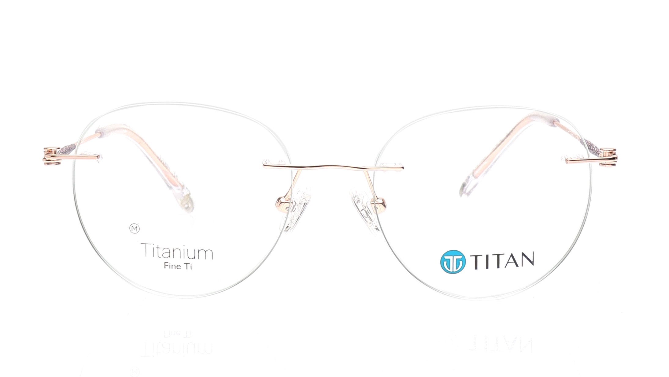 Image 1 of Gold Round Eyeglasses for Women from Titan Available at Titan Eye+