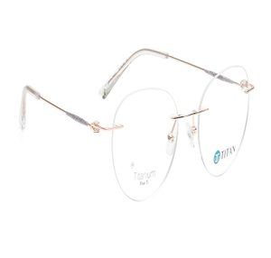 Image 2 of Gold Round Eyeglasses for Women from Titan Available at Titan Eye+