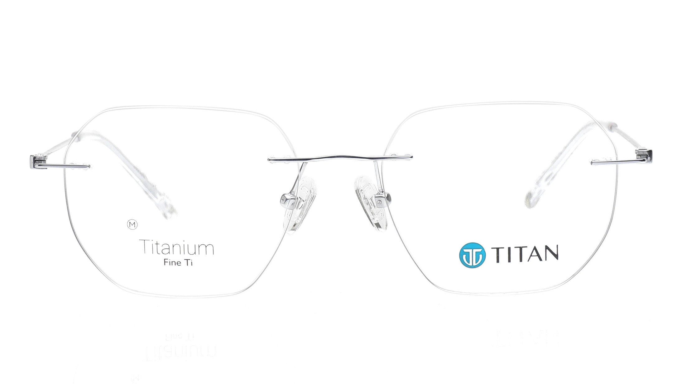Image 1 of Silver Geometric Eyeglasses for Men and Women from Titan Available at Titan Eye+