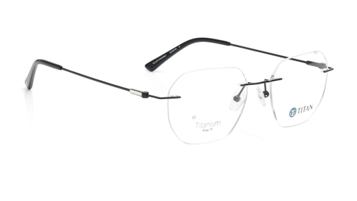 Image 2 of Black Geometric Eyeglasses for Men and Women from Titan Available at Titan Eye+