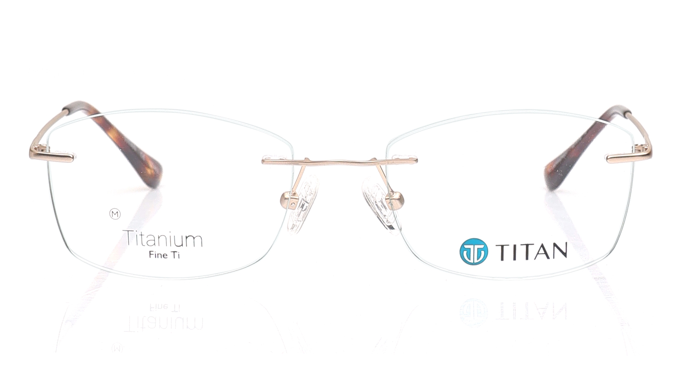 Image 1 of Gold Rectangle Eyeglasses for Men from Titan Available at Titan Eye+