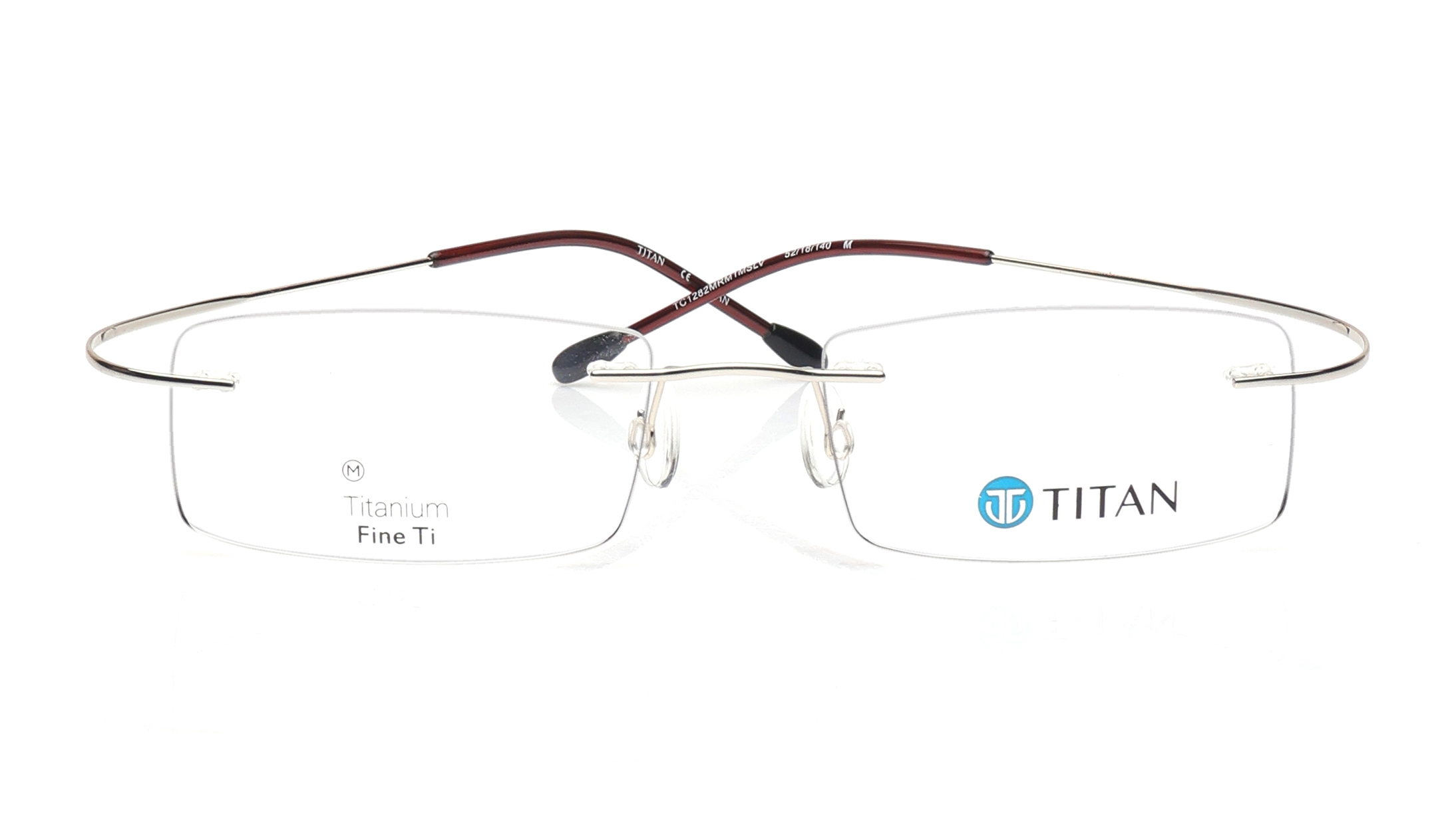 Image 1 of Silver rectangle Eyeglasses for Men from Titan Available at Titan Eye+