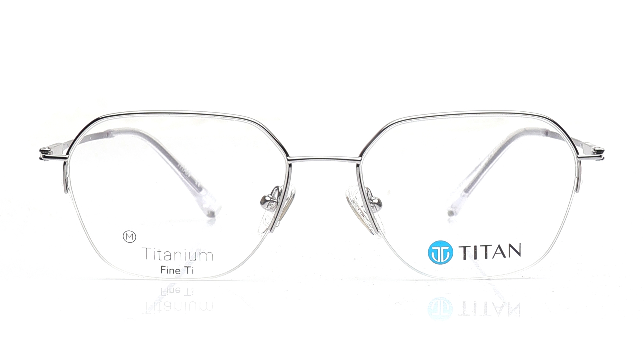 Image 1 of Gun Metal Geometric Eyeglasses for Women from Titan Available at Titan Eye+