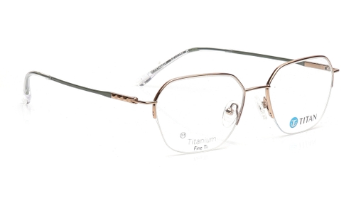 Image 2 of Gold Geometric Eyeglasses for Women from Titan Available at Titan Eye+