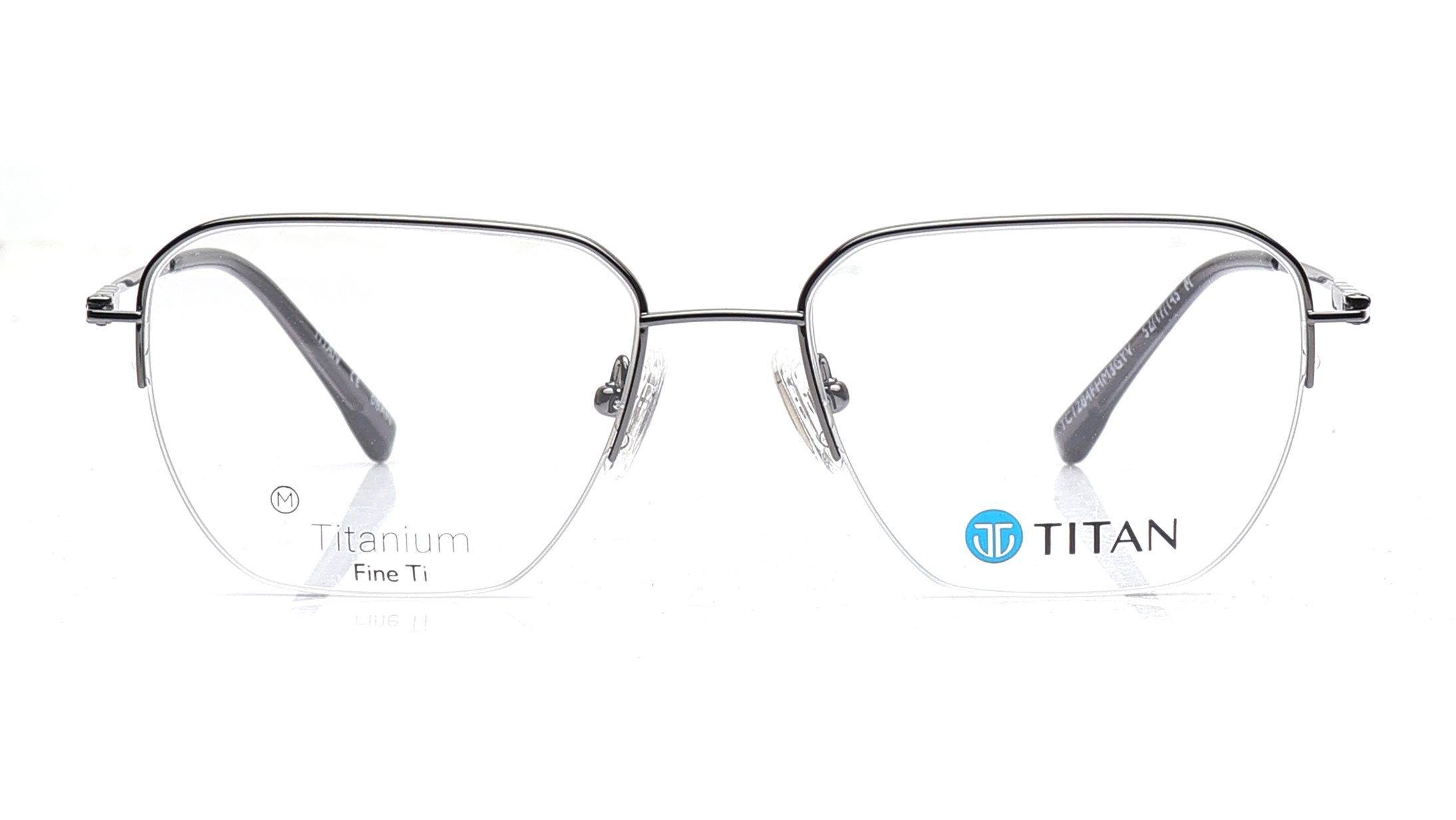 Image 1 of Gun Metal Square Eyeglasses for Women from Titan Available at Titan Eye+