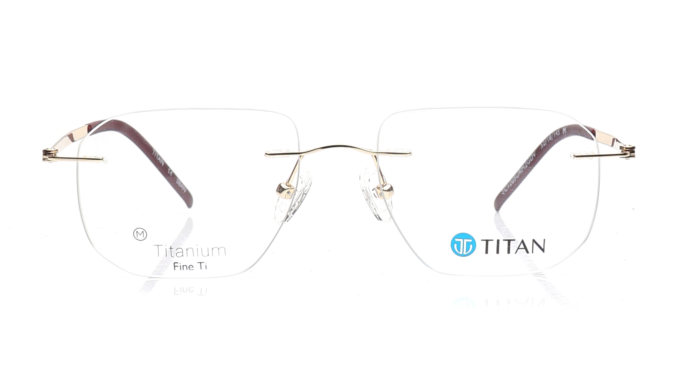 Image 1 of Gold Square Eyeglasses for Men and Women from Titan Available at Titan Eye+