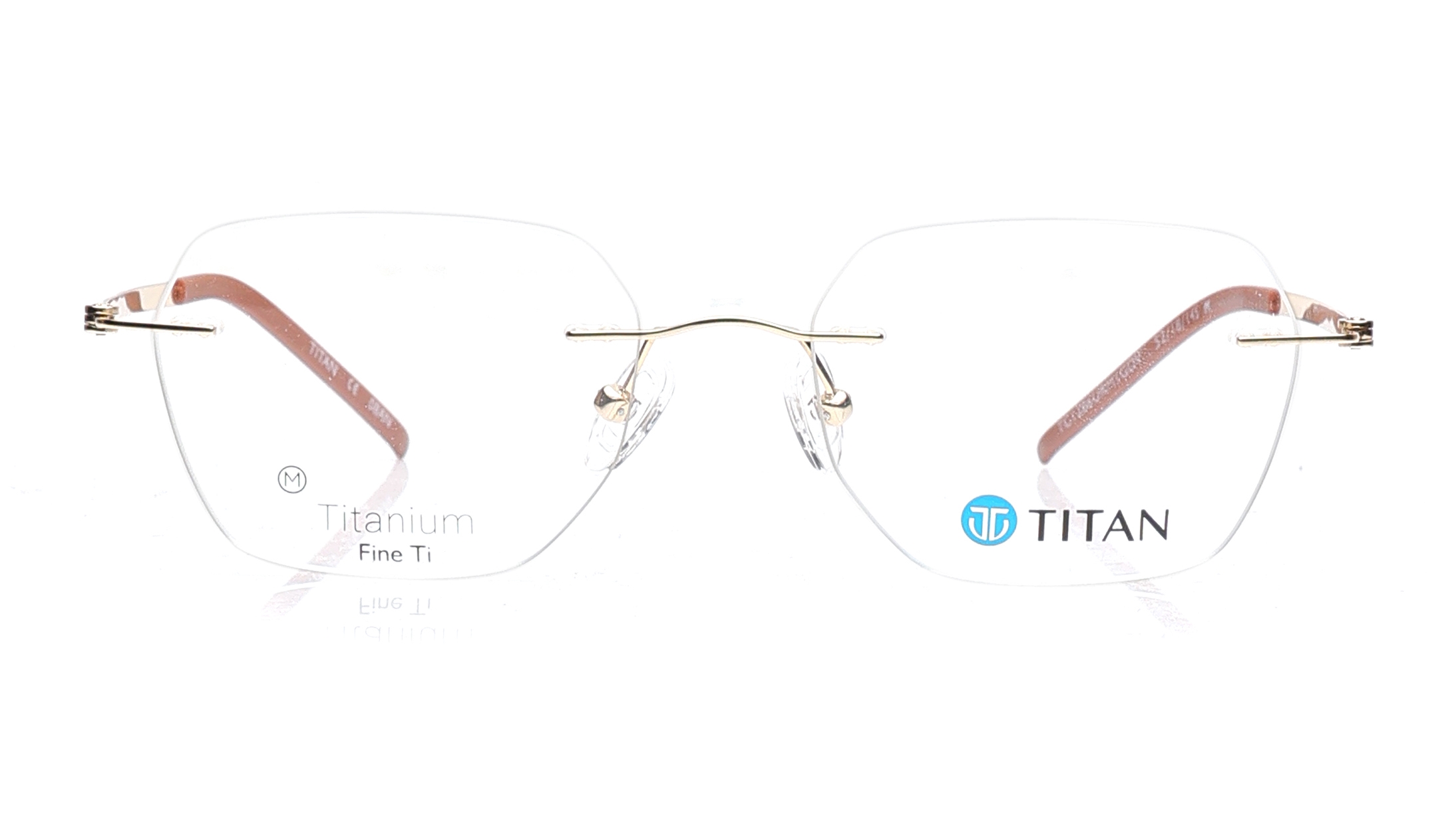 Image 1 of Gold Geometric Eyeglasses for Men and Women from Titan Available at Titan Eye+