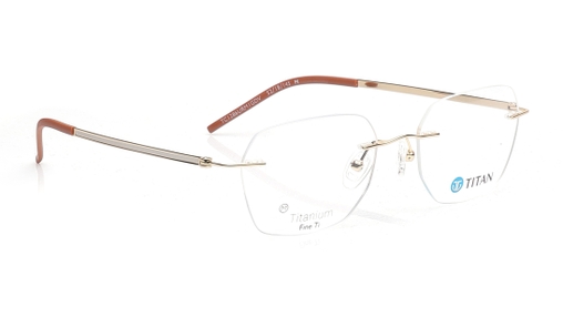 Image 2 of Gold Geometric Eyeglasses for Men and Women from Titan Available at Titan Eye+