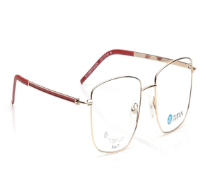Image 2 of Gold Square Eyeglasses for Women from Titan Available at Titan Eye+