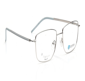 Image 2 of Silver Square Eyeglasses for Women from Titan Available at Titan Eye+