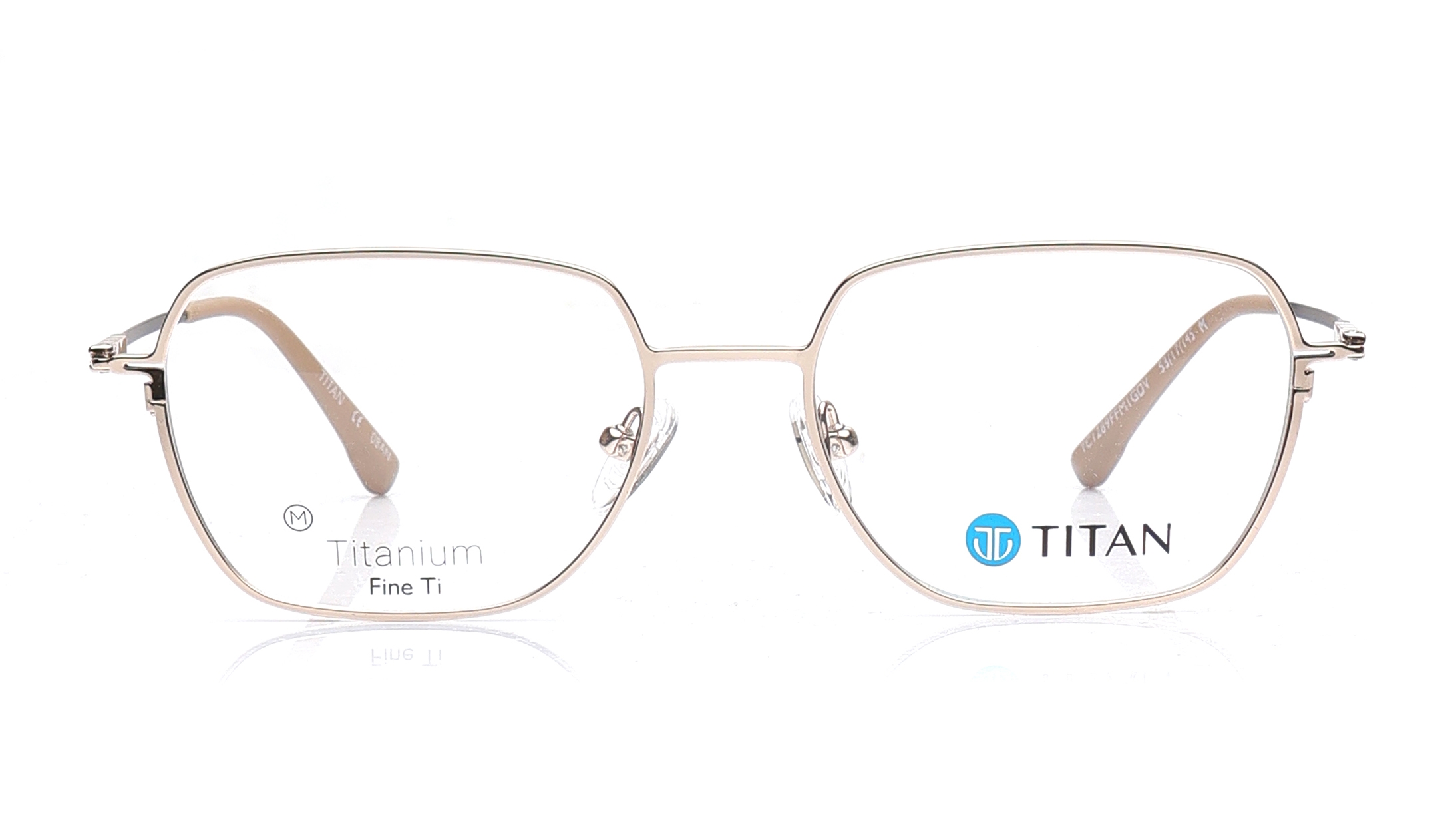 Image 1 of Gold Rectangle Eyeglasses for Women from Titan Available at Titan Eye+